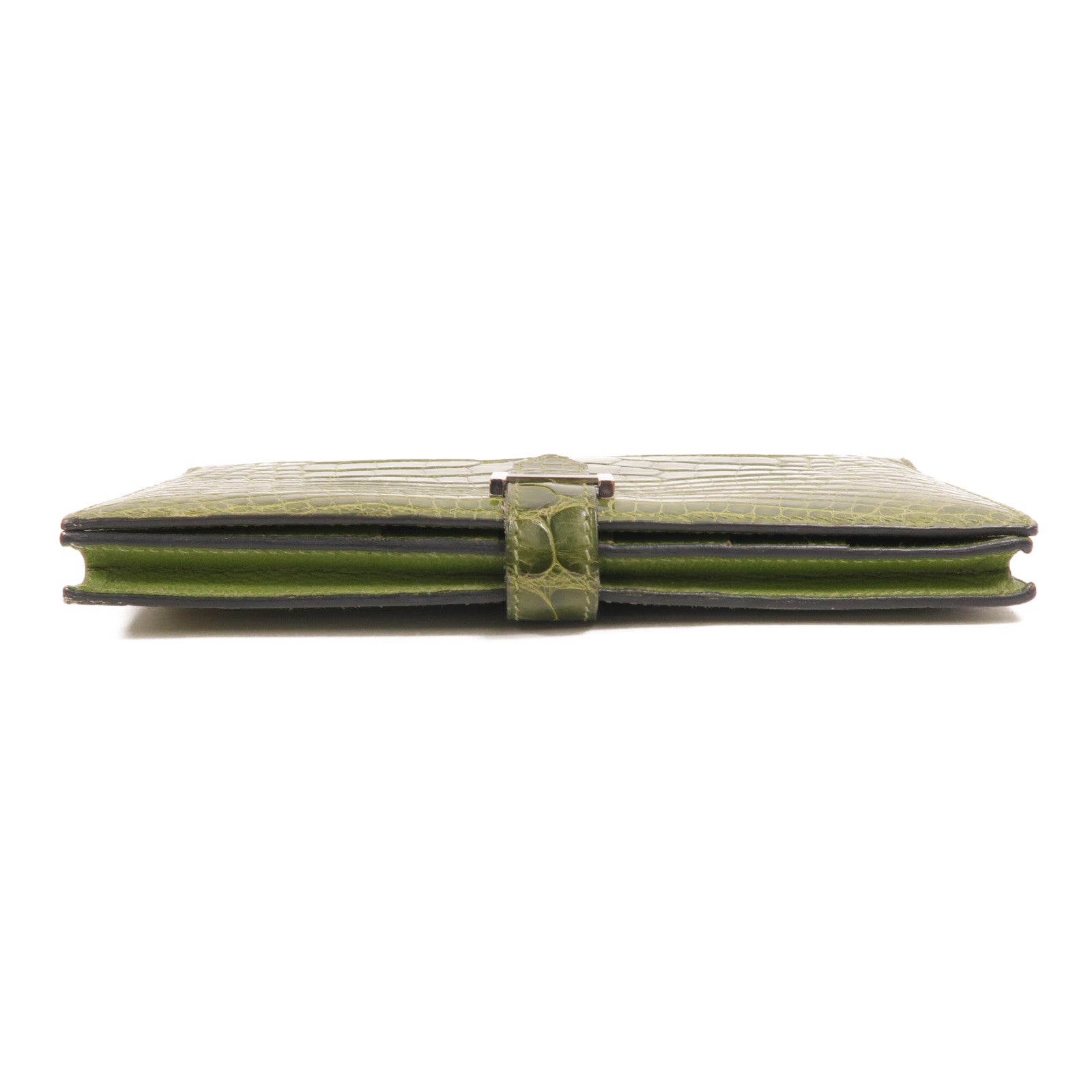 HERMES Alligator皮革Bearn Long Wallet長錢包Vert Anis