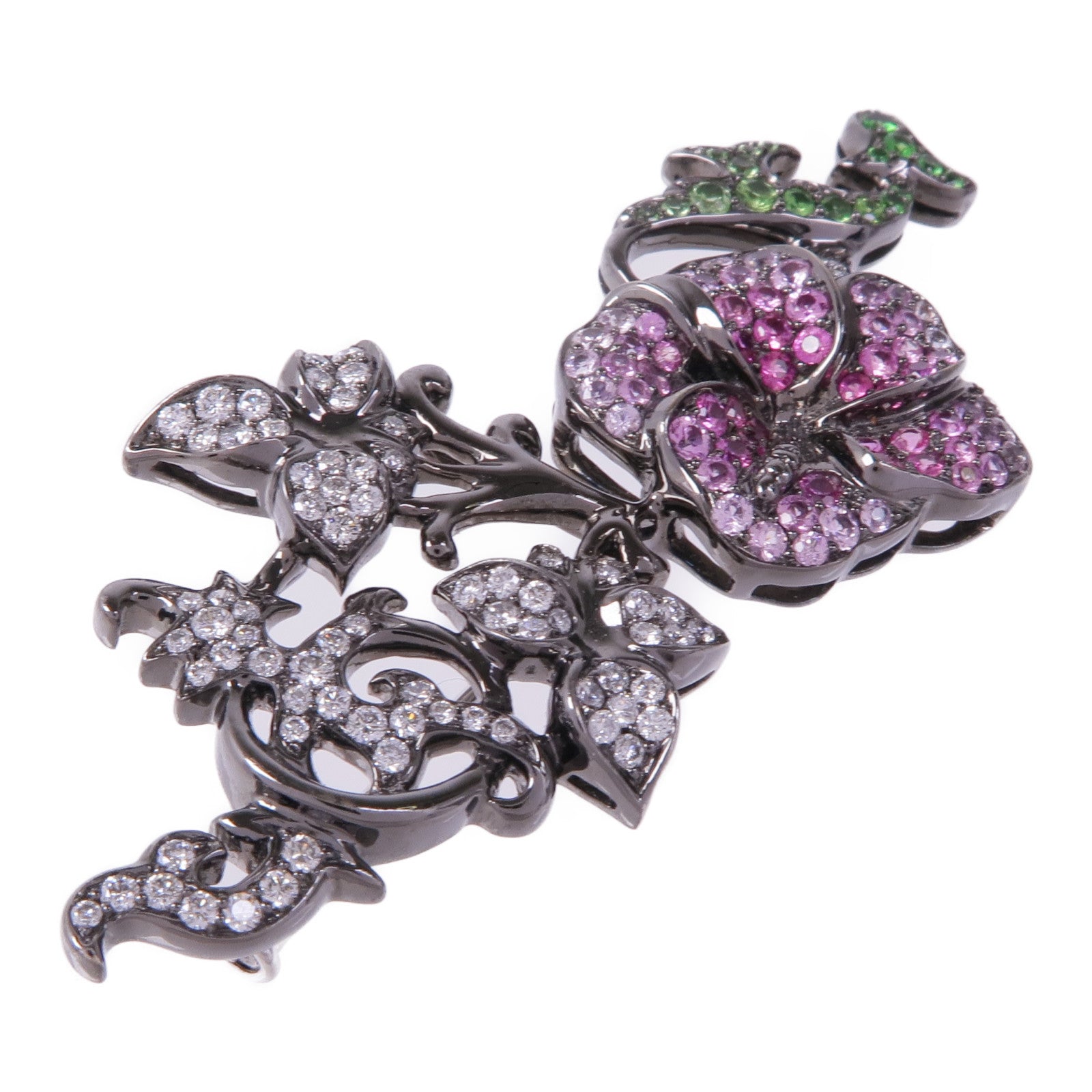 JEWELRY 18K白金Sapphire Garnet Diamond Brooch藍寶石/石榴石/鑽石胸針