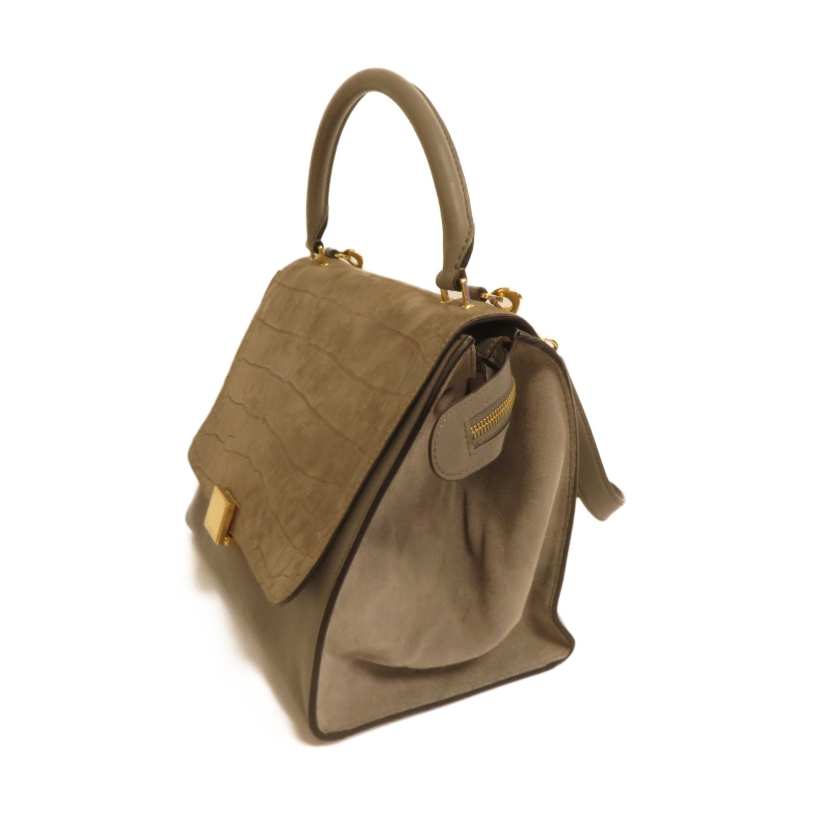 CELINE 【激減優惠】牛皮皮革Trapeze Bag金扣手挽肩背兩用袋灰色