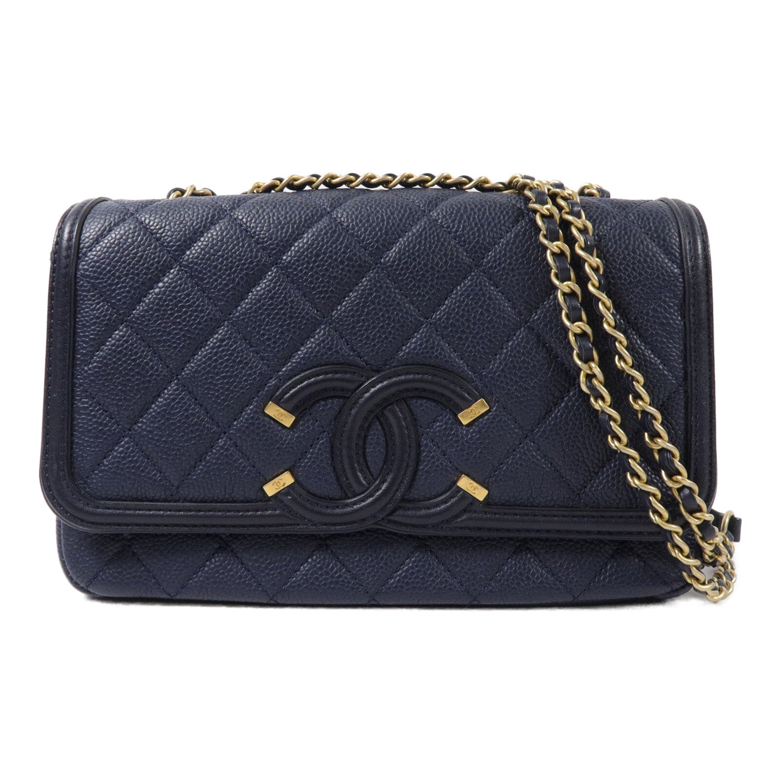 CHANEL 牛皮皮革CC Filigree Flap Bag鏈帶肩背袋