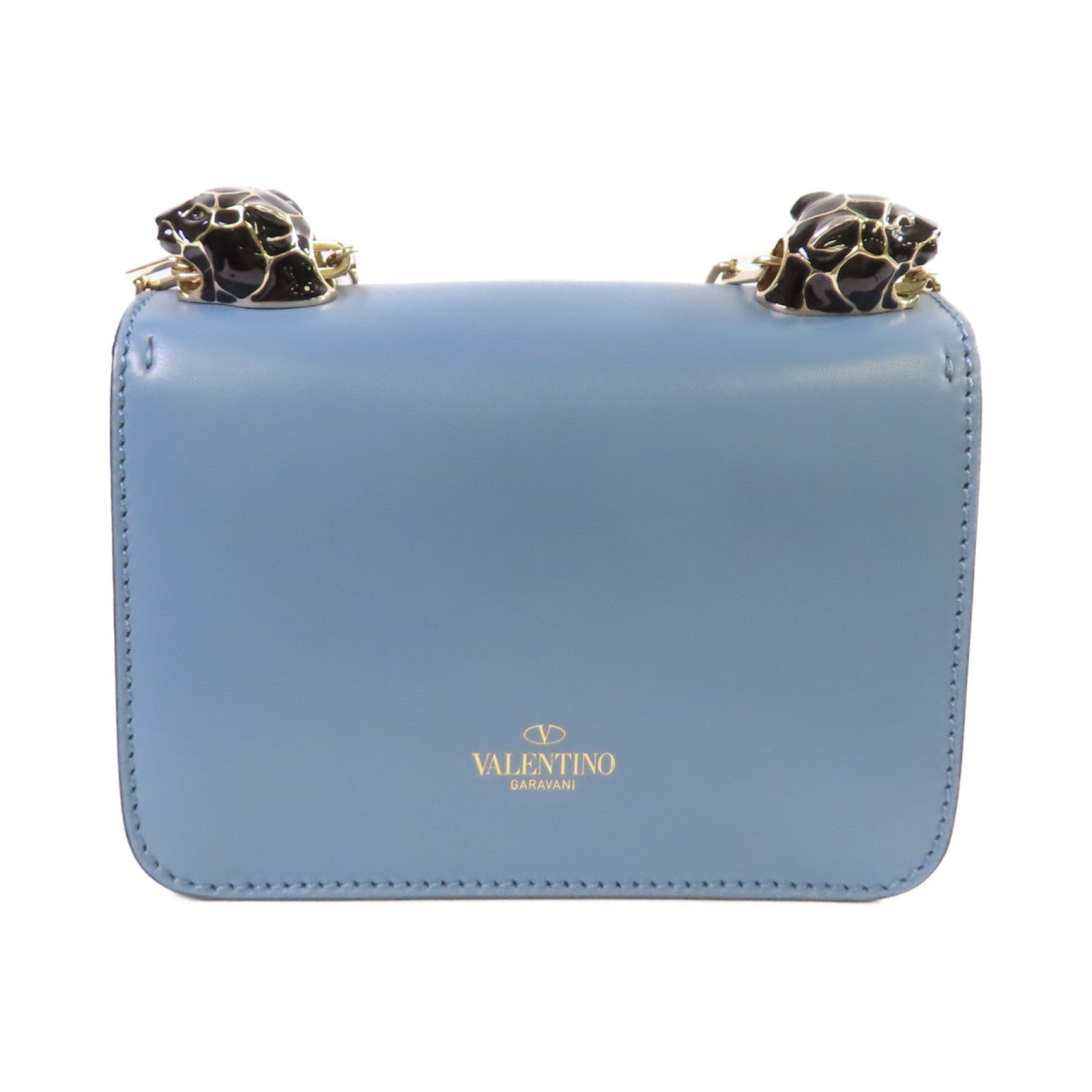 Valentino 牛皮皮革Chain Shoulder Bag金扣鏈帶肩背袋藍色