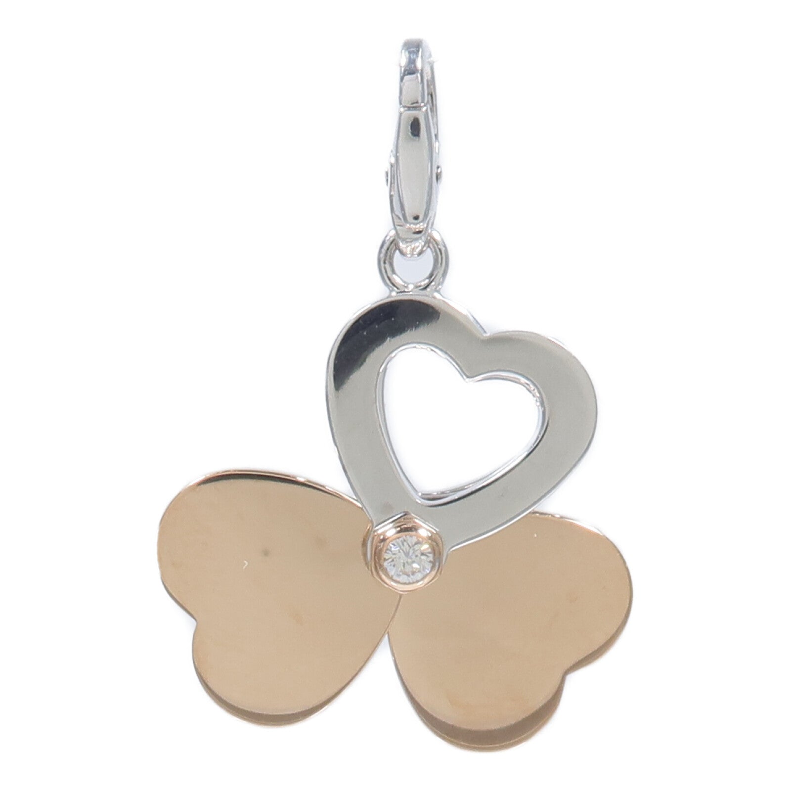 CARTIER 18K玫瑰金/白金Four Leaf Clover Pendant Top鑽石吊墜