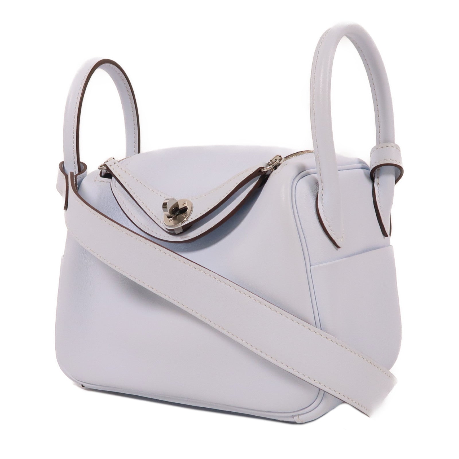 HERMES 【激減優惠】Swift皮革Mini Lindy銀扣手挽肩背兩用袋Bleu Pale