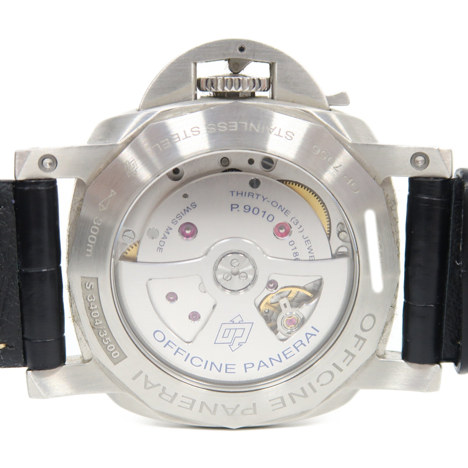 PANERAI Luminor Marina不鏽鋼/皮革帶手錶自動機芯黑色