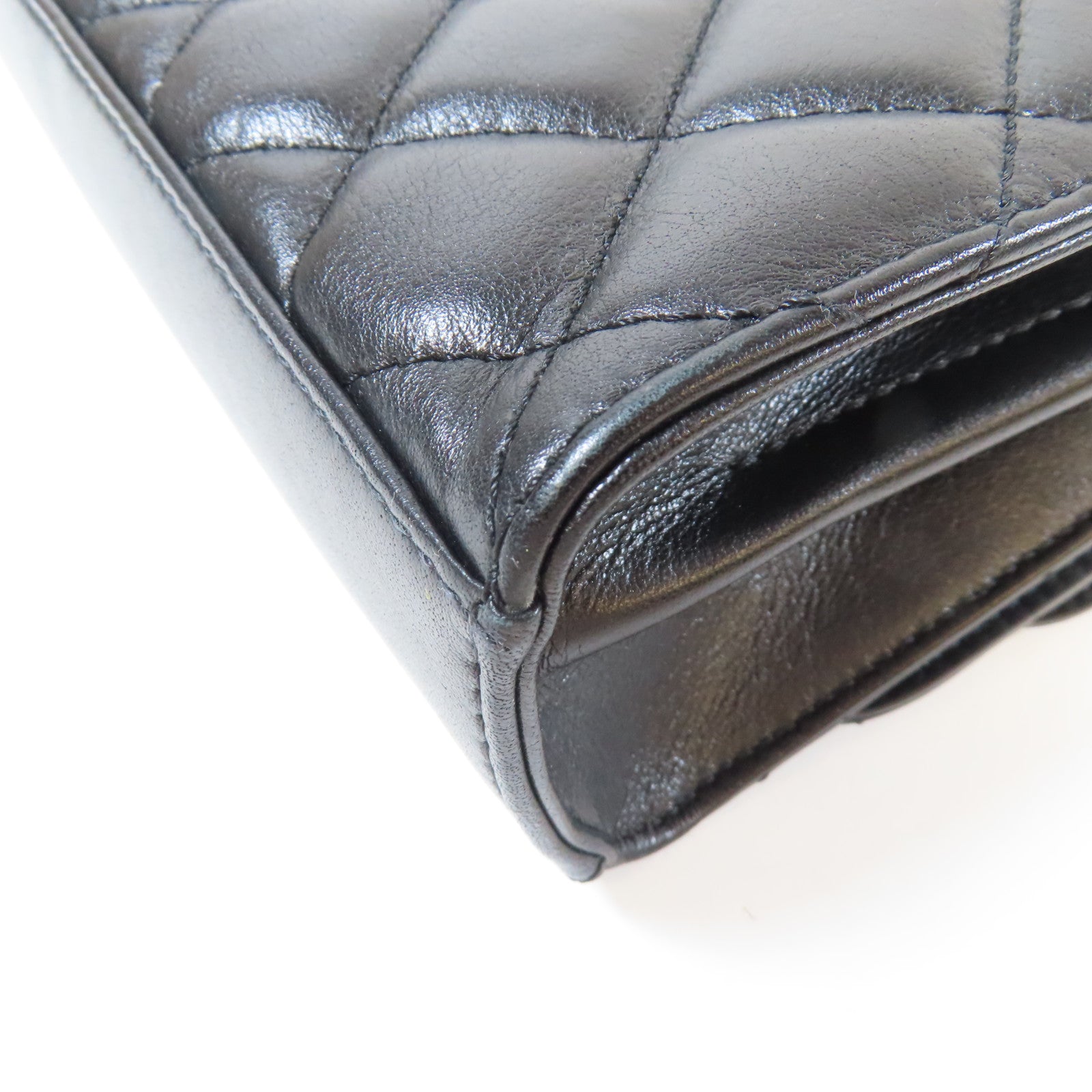 CHANEL 【激減優惠】菱格牛皮皮革Triple Flap Bag金扣鏈帶肩背袋黑色