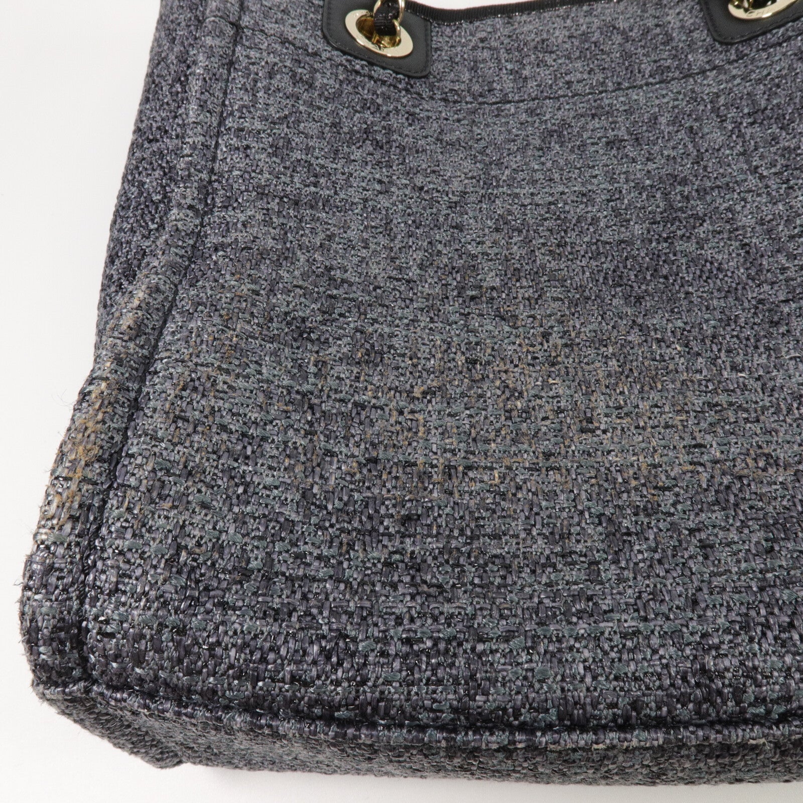 CHANEL 帆布Deaville Tote Bag鏈帶肩背袋