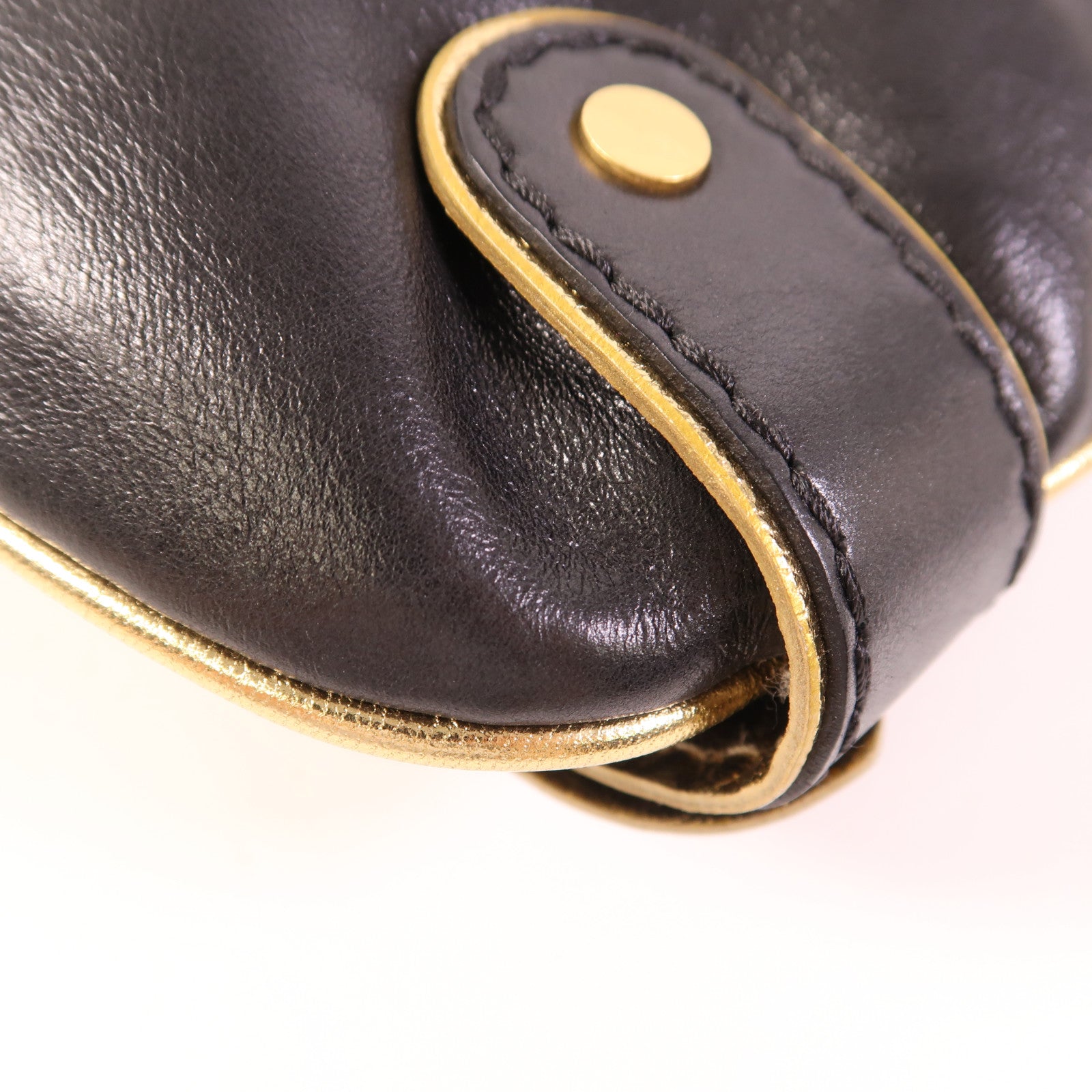 JIMMY CHOO GHW Clutch Chain Shoulder Bag Calfskin Leather Black