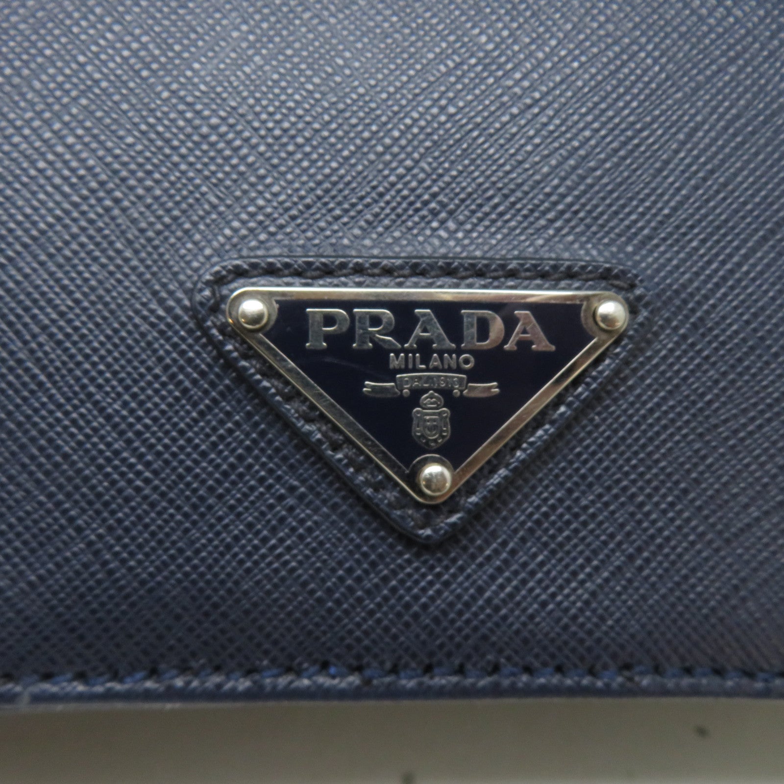 PRADA Saffiano皮革Briefcase銀扣手挽袋/公事包藍色
