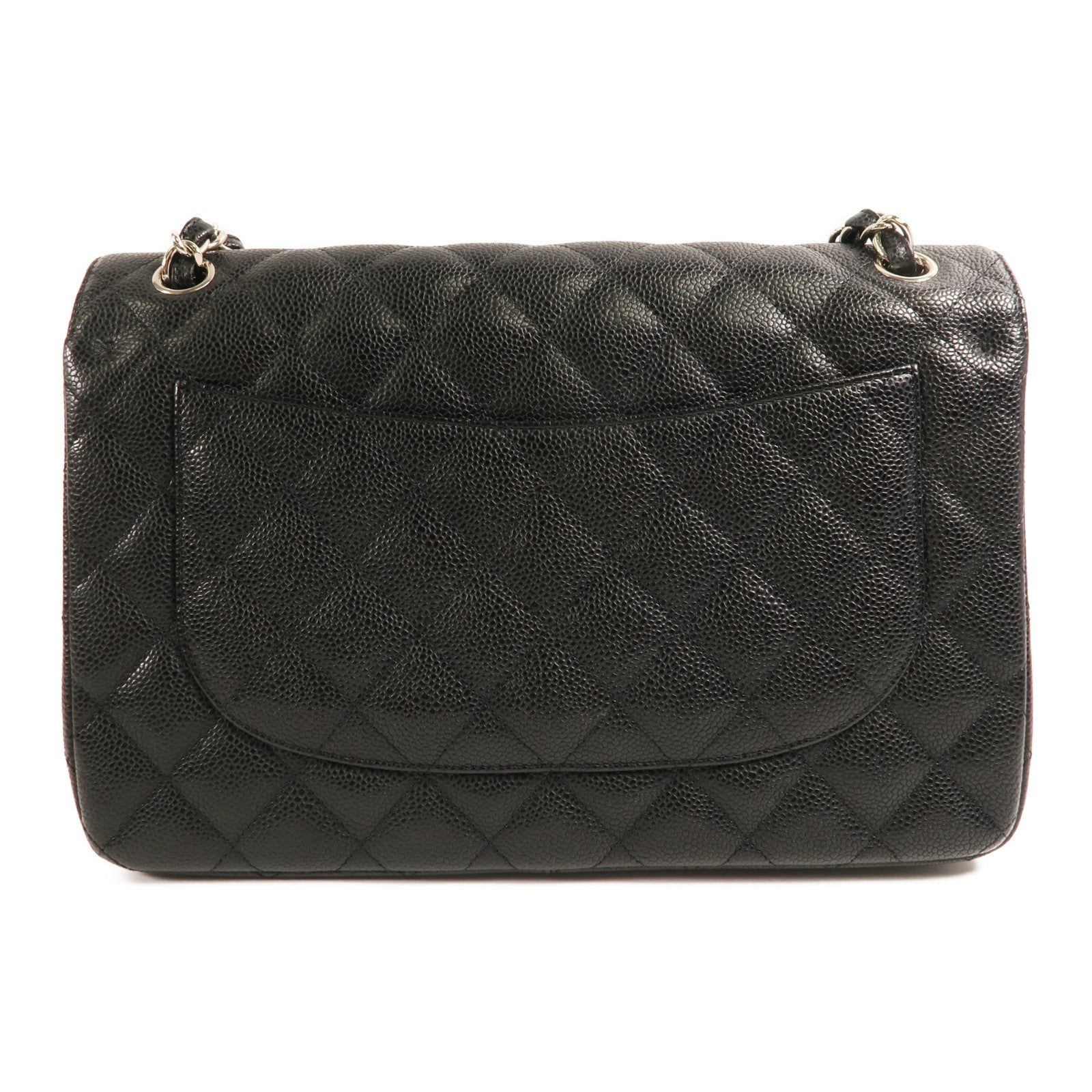 CHANEL 牛皮皮革Large Classic銀扣鏈帶肩背袋