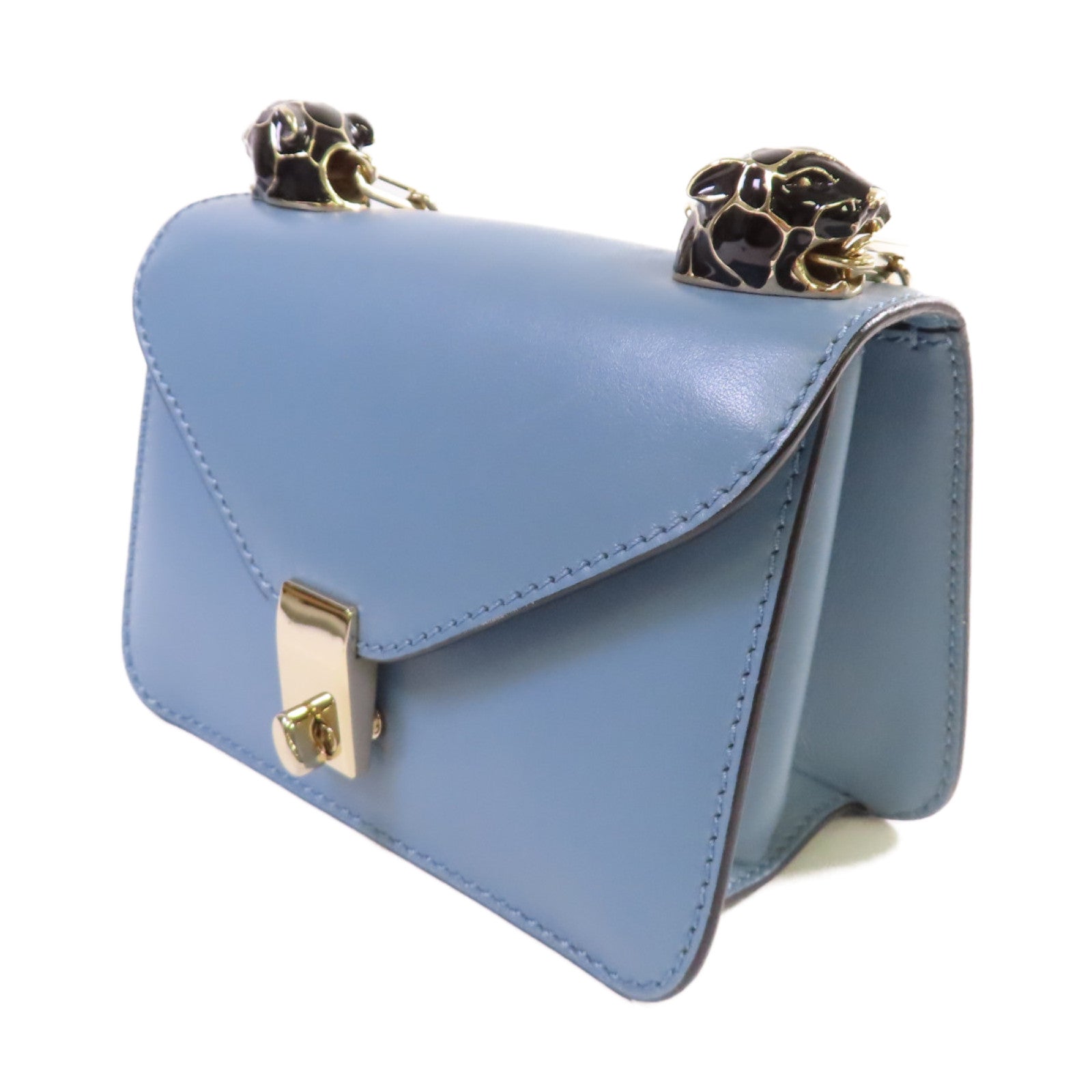 Valentino 牛皮皮革Chain Shoulder Bag金扣鏈帶肩背袋藍色