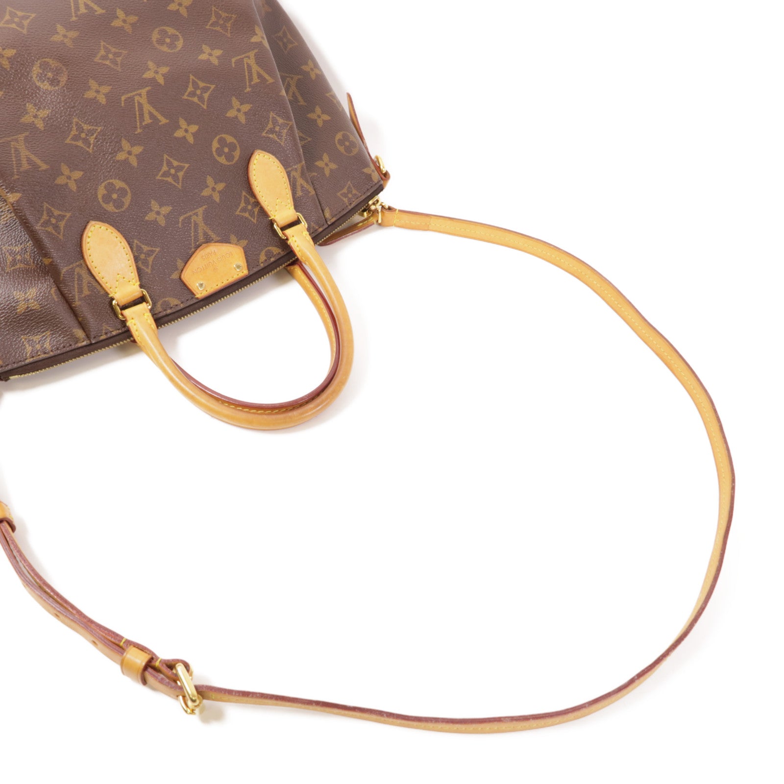 LOUIS VUITTON Monogram Turenne MM金扣手挽肩背兩用袋棕色