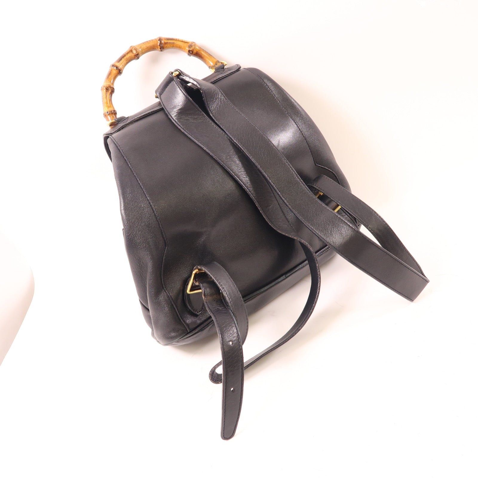 GUCCI 皮革Bamboo Backpack金扣背包