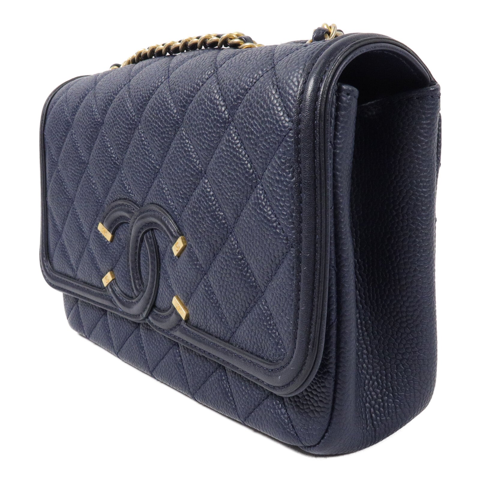 CHANEL 牛皮皮革CC Filigree Flap Bag鏈帶肩背袋