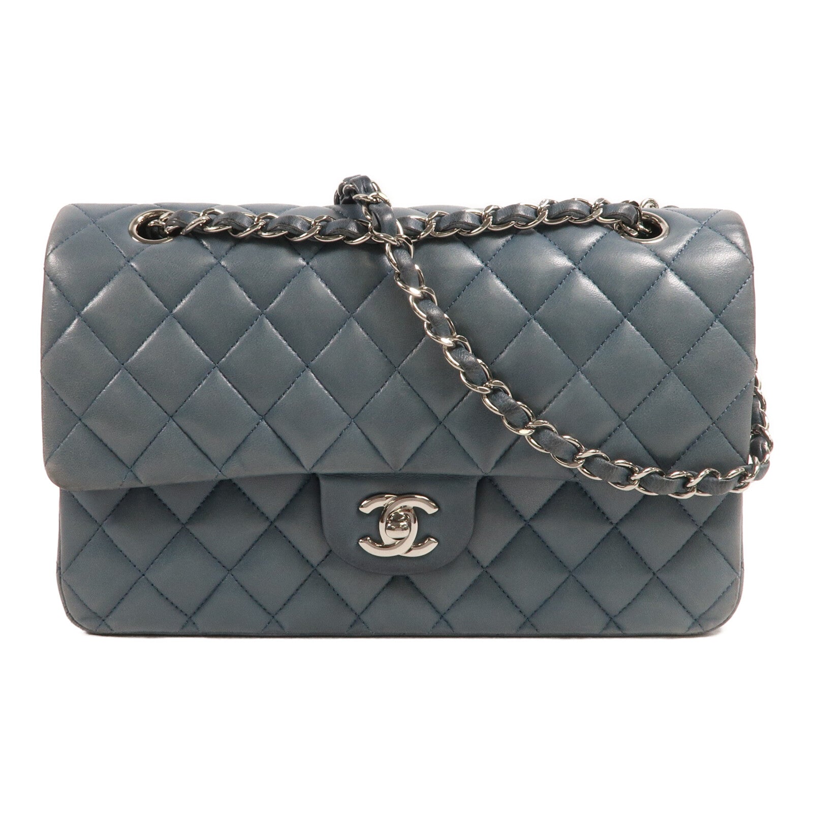 CHANEL 羊皮皮革Classic 25銀扣鏈帶肩背袋