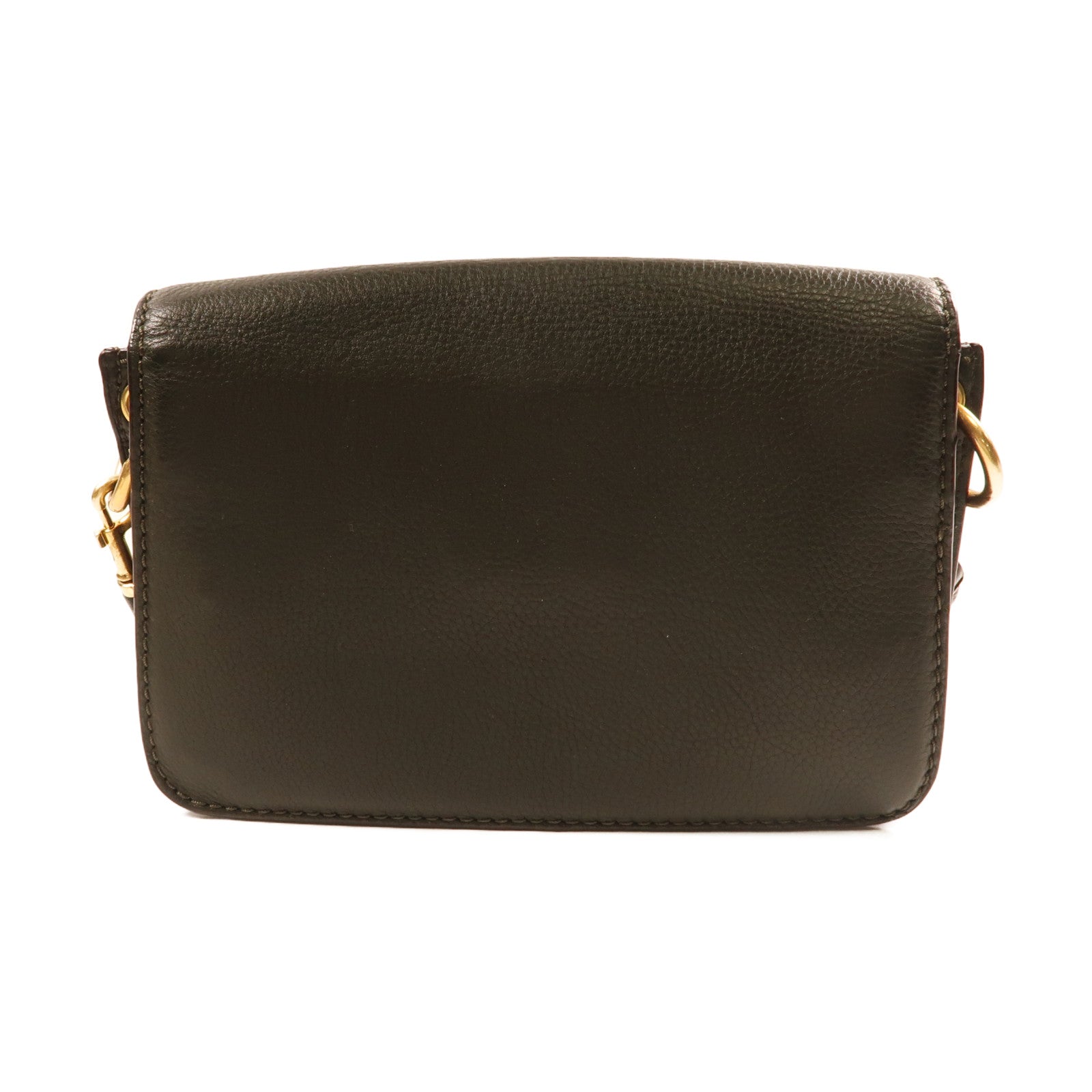 牛皮皮革Shoulder Bag金扣肩背袋橄欖綠色