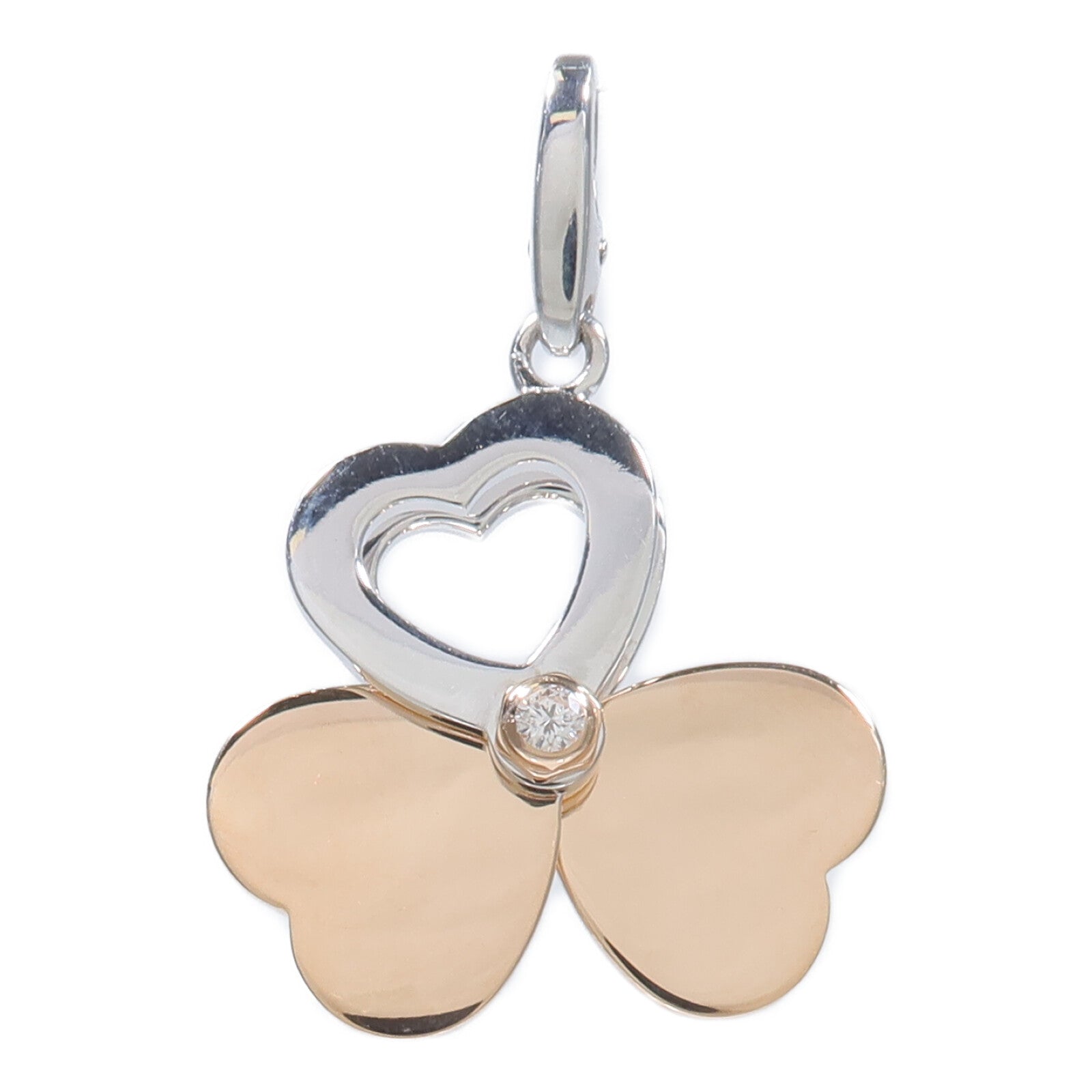 CARTIER 18K玫瑰金/白金Four Leaf Clover Pendant Top鑽石吊墜