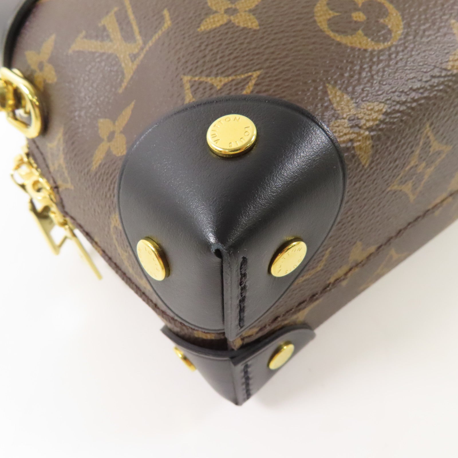 LOUIS VUITTON Monogram Petite Malle Souple金扣手挽肩背兩用袋棕色