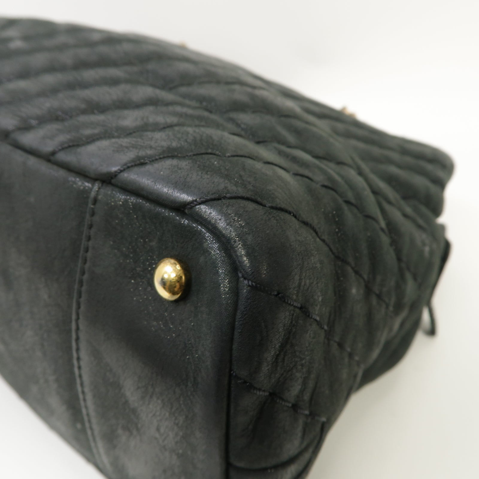 CHANEL 【清倉大減價】斜紋牛皮皮革Chain Shoulder Bag金扣肩背袋灰色