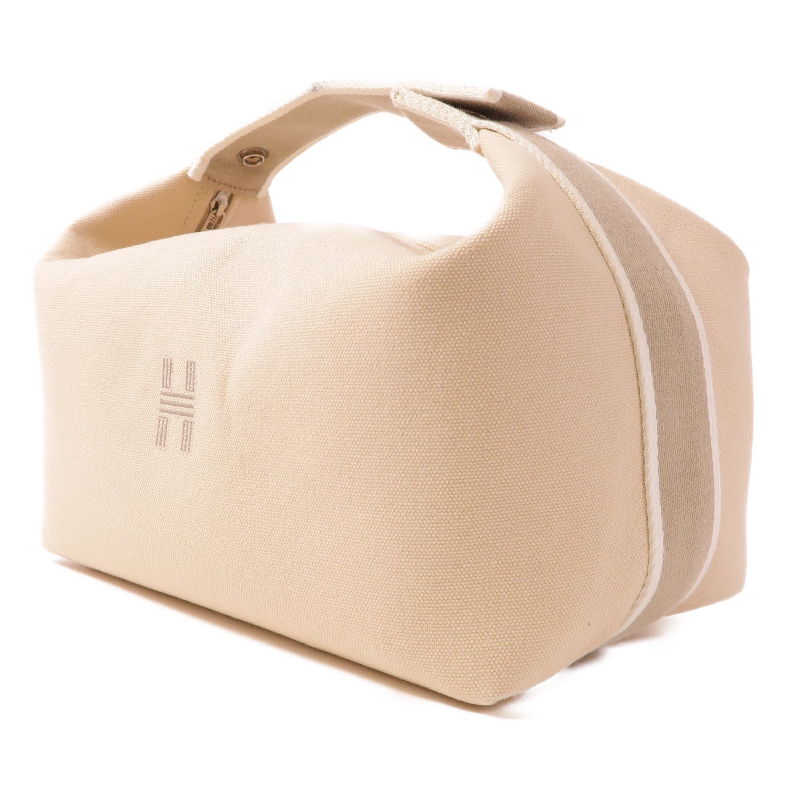 HERMES 帆布Bride a Brac GM銀扣手挽袋