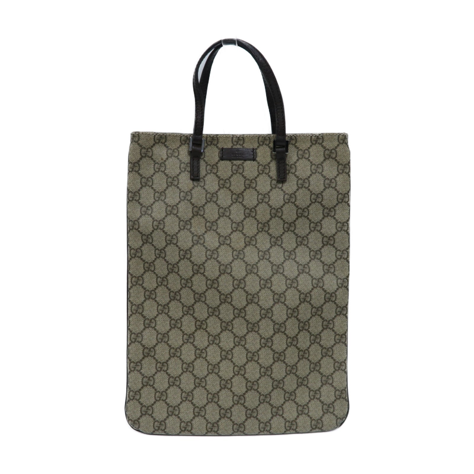 GUCCI 塗層帆布Tote Bag銀扣手挽袋啡色