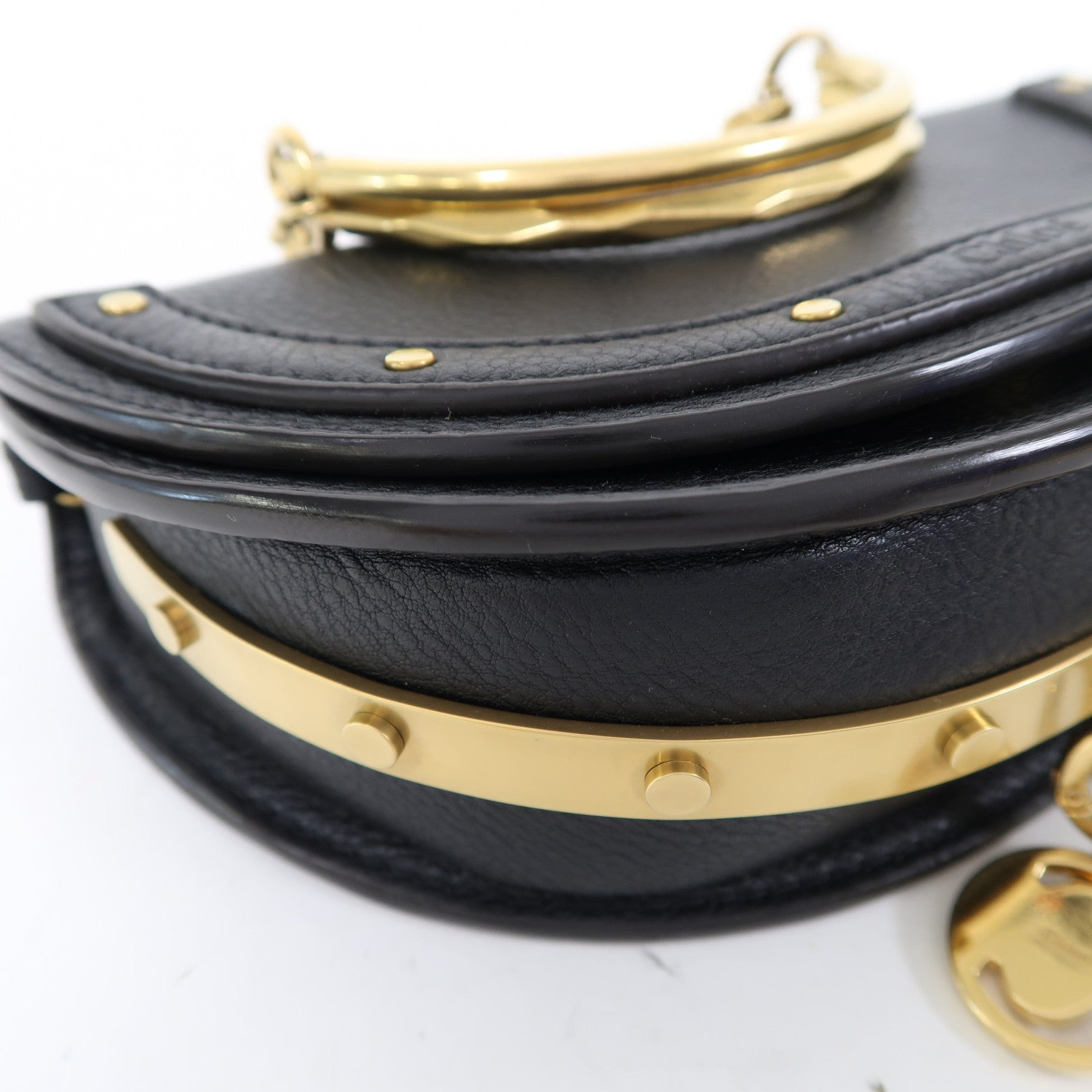 Chloe 牛皮皮革Nile Bracelet Bag金扣手挽肩背兩用袋黑色