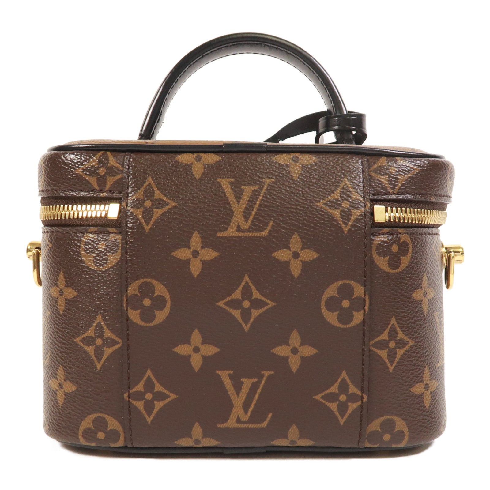 LOUIS VUITTON Monogram Reverse Vanity PM金扣手挽肩背兩用袋棕色