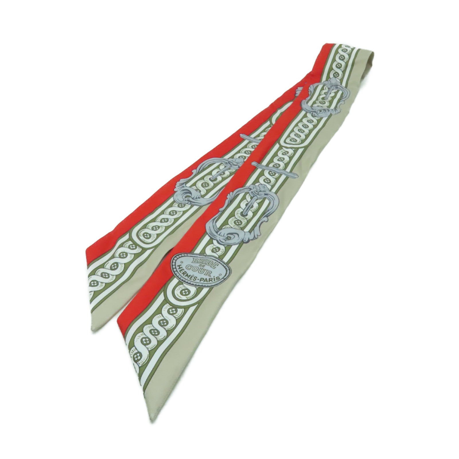 HERMES 【激減優惠】絲質Twilly絲巾紅色/米色/白色