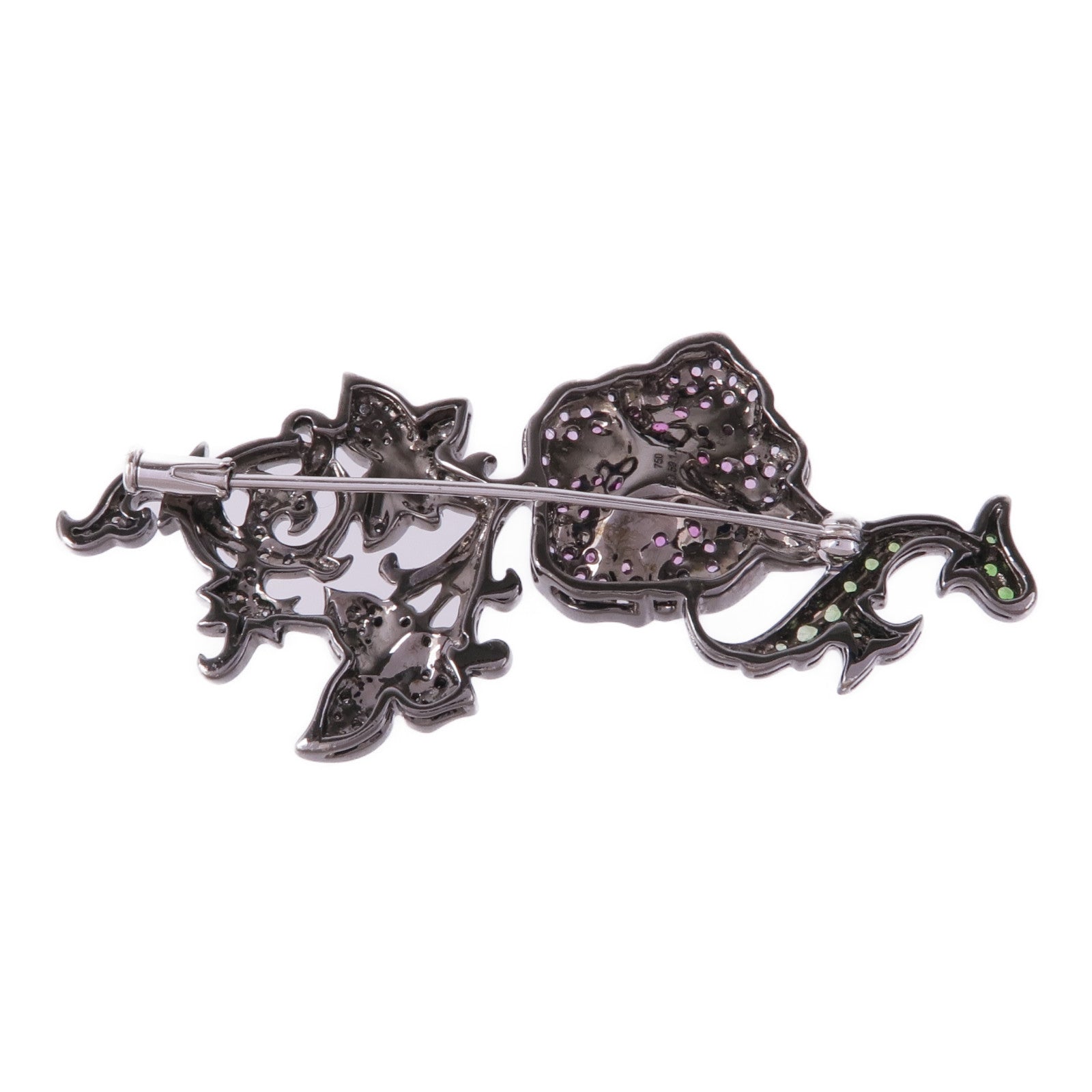 JEWELRY 18K白金Sapphire Garnet Diamond Brooch藍寶石/石榴石/鑽石胸針