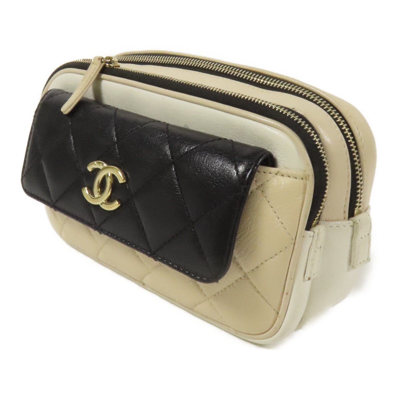 CHANEL 牛皮皮革Waist Bag金扣腰包
