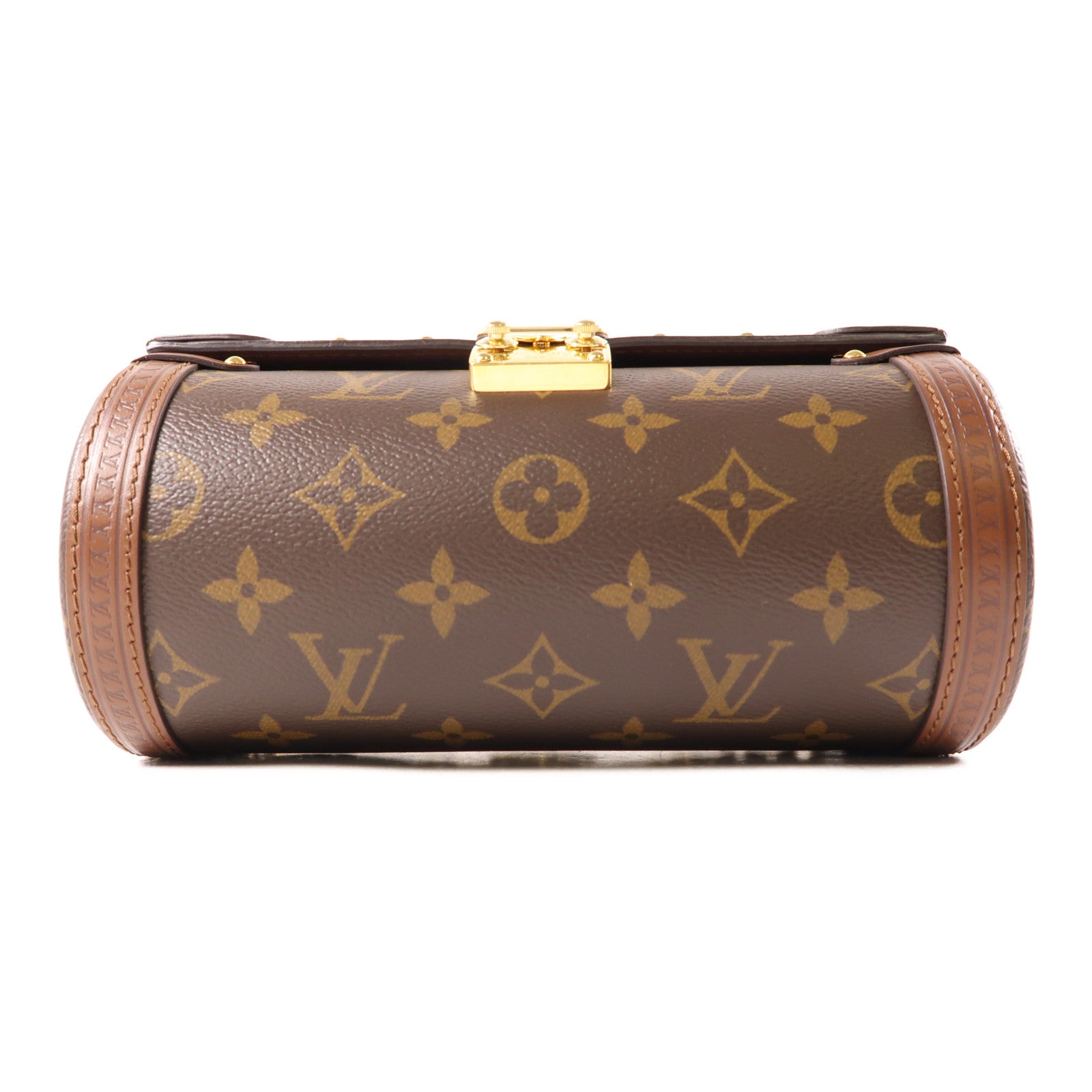 LOUIS VUITTON Monogram Papillon Trunk金扣鏈帶手挽肩背兩用袋棕色