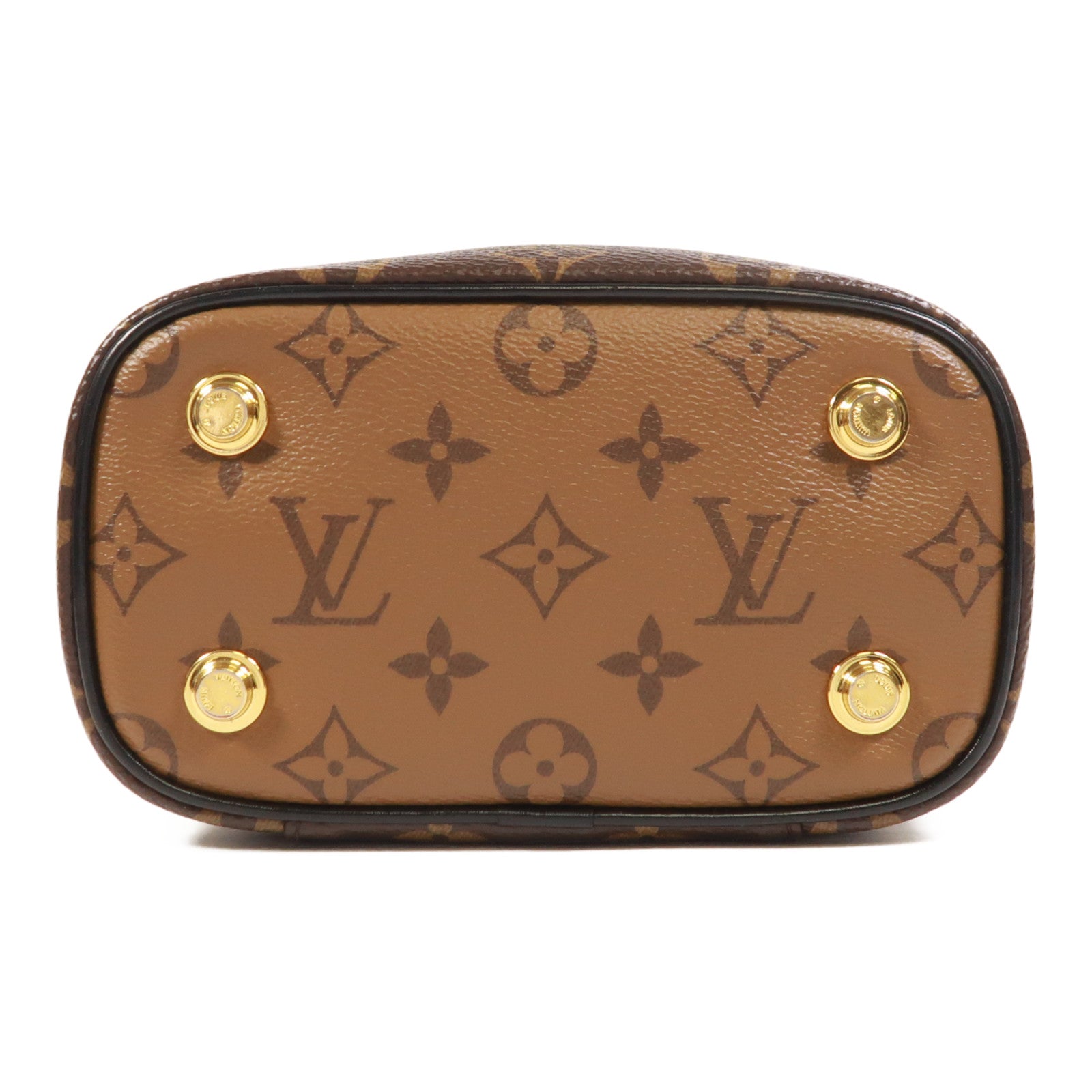 LOUIS VUITTON Monogram Reverse Vanity PM金扣手挽肩背兩用袋棕色