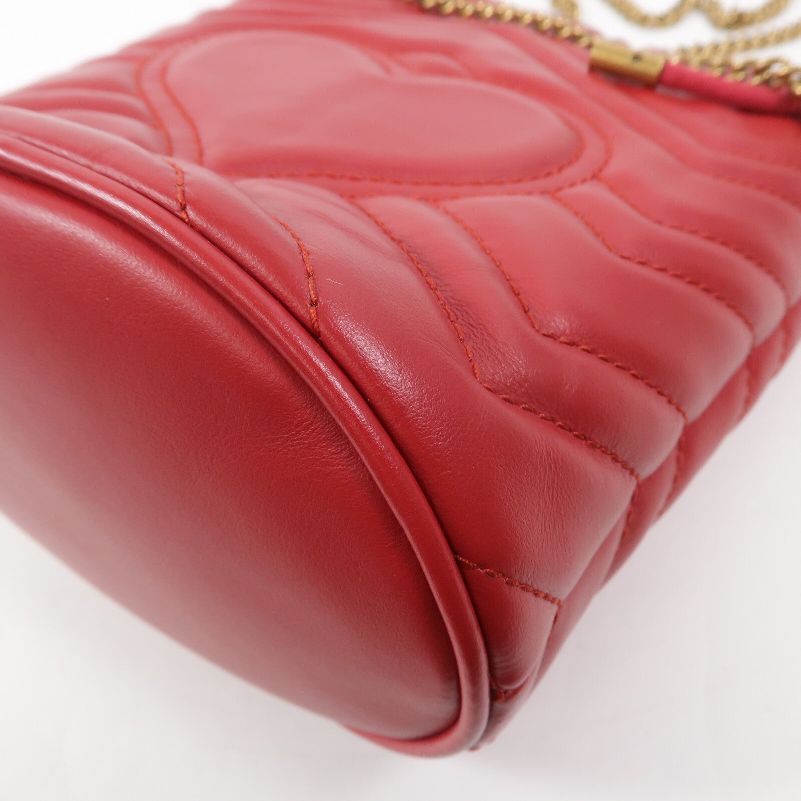 GUCCI 牛皮皮革GG Marmont Mini Bucket鏈帶肩背袋