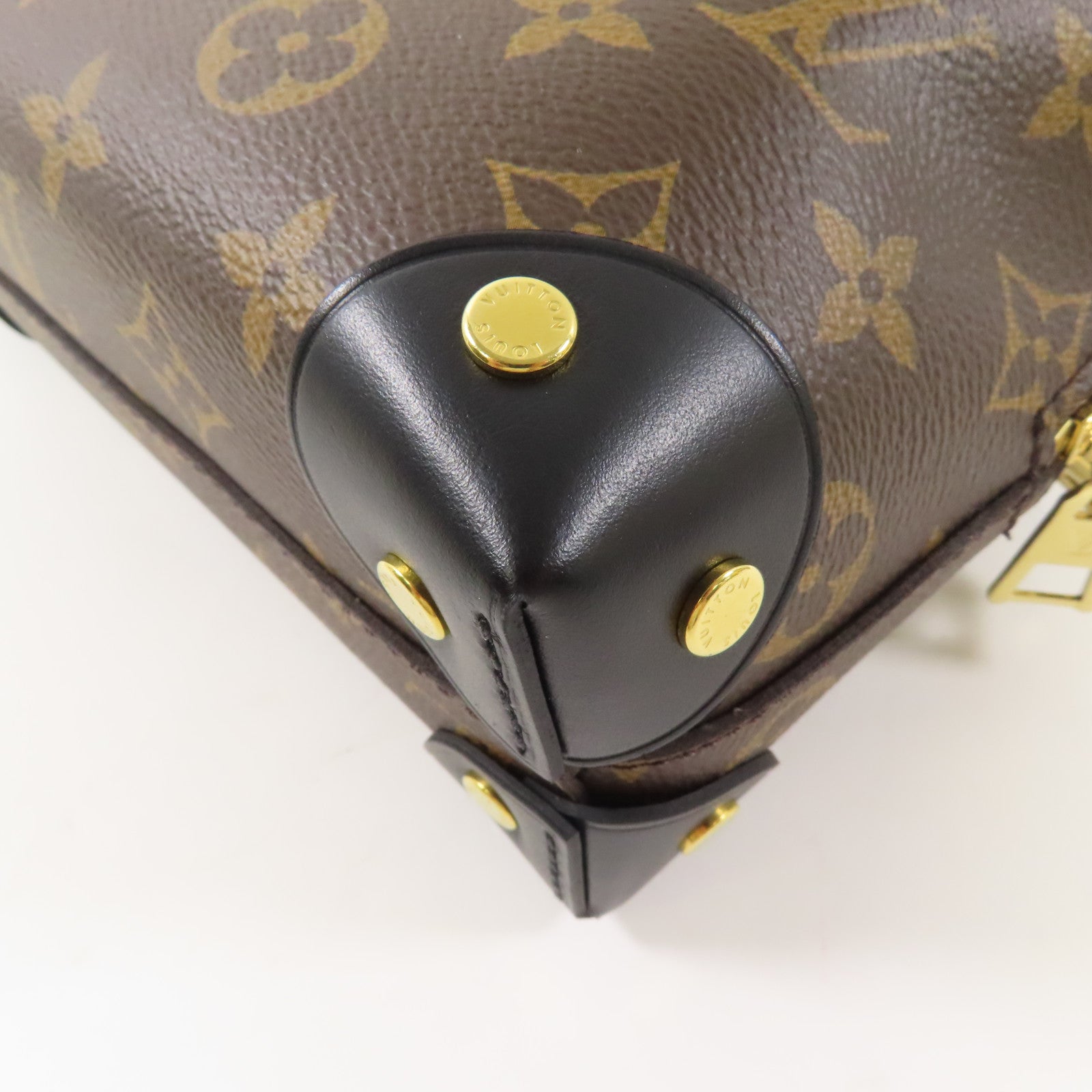 LOUIS VUITTON Monogram Petite Malle Souple金扣手挽肩背兩用袋棕色