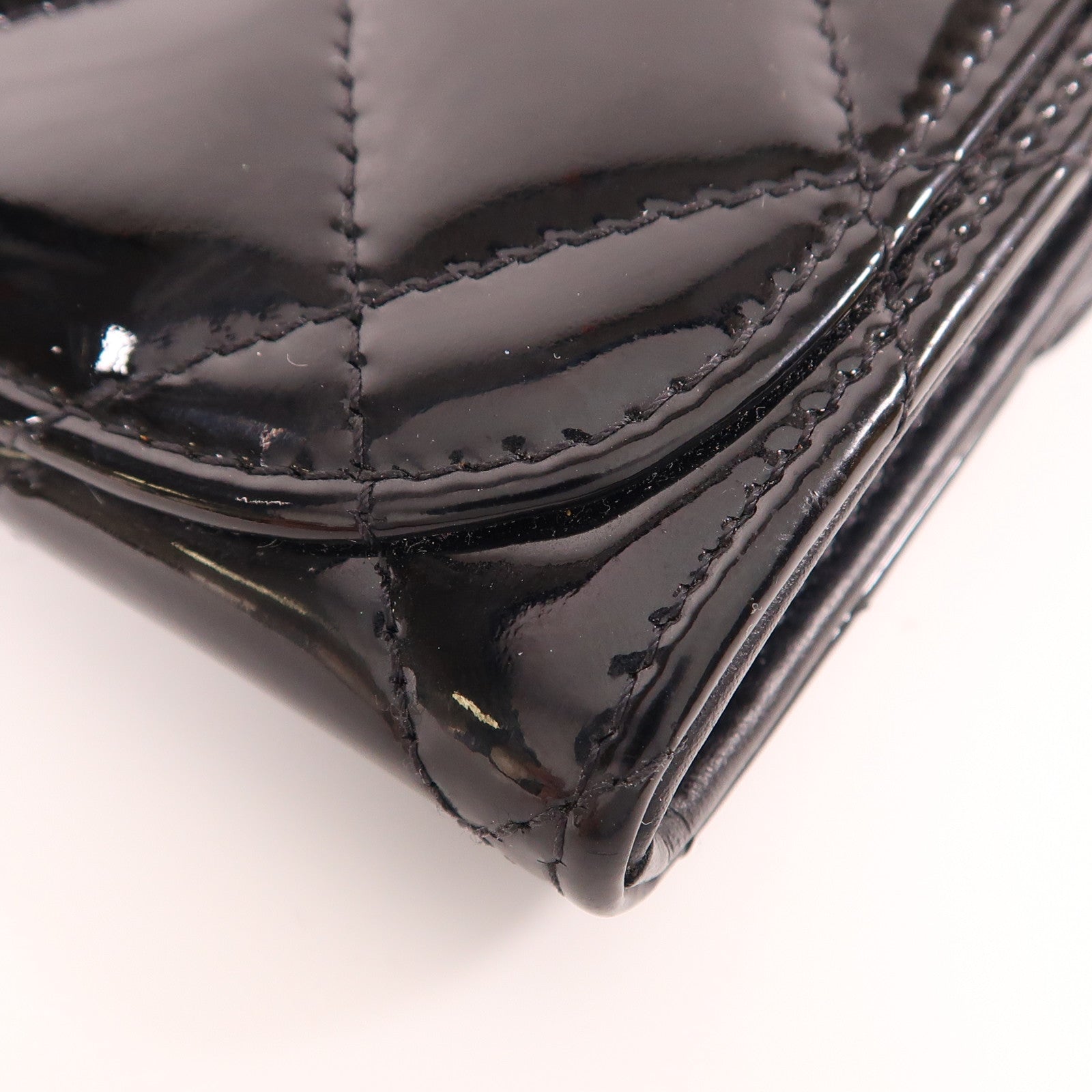 CHANEL 漆皮皮革Wallet銀扣錢包
