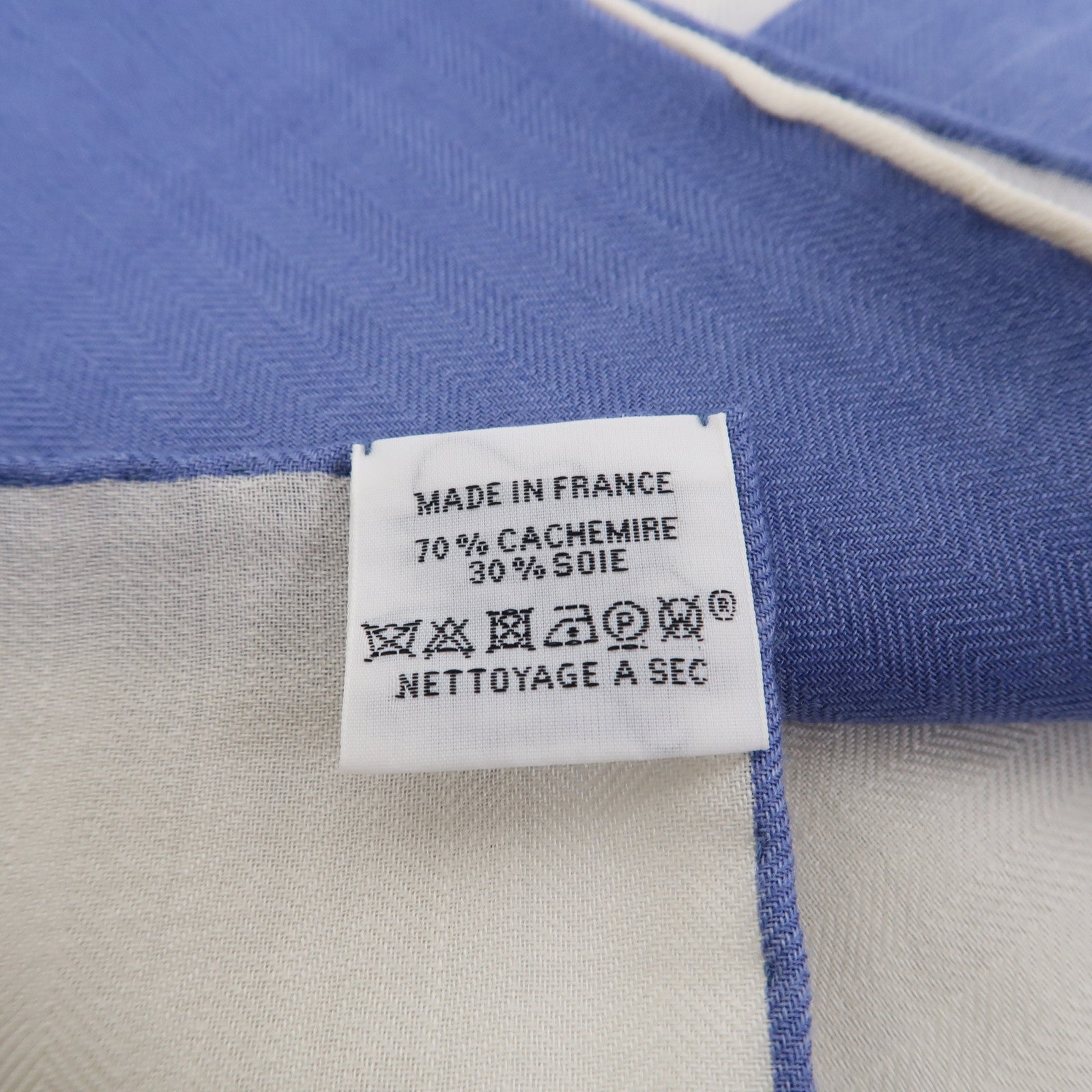 HERMES 【激減優惠】羊絨/絲質Scarf圍巾藍色/白色