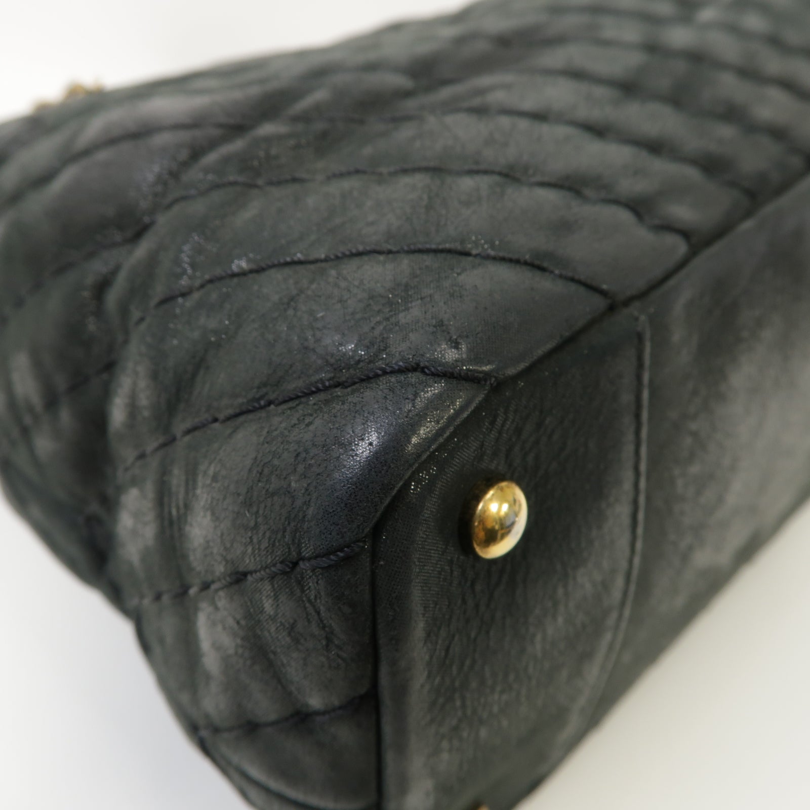 CHANEL 【清倉大減價】斜紋牛皮皮革Chain Shoulder Bag金扣肩背袋灰色
