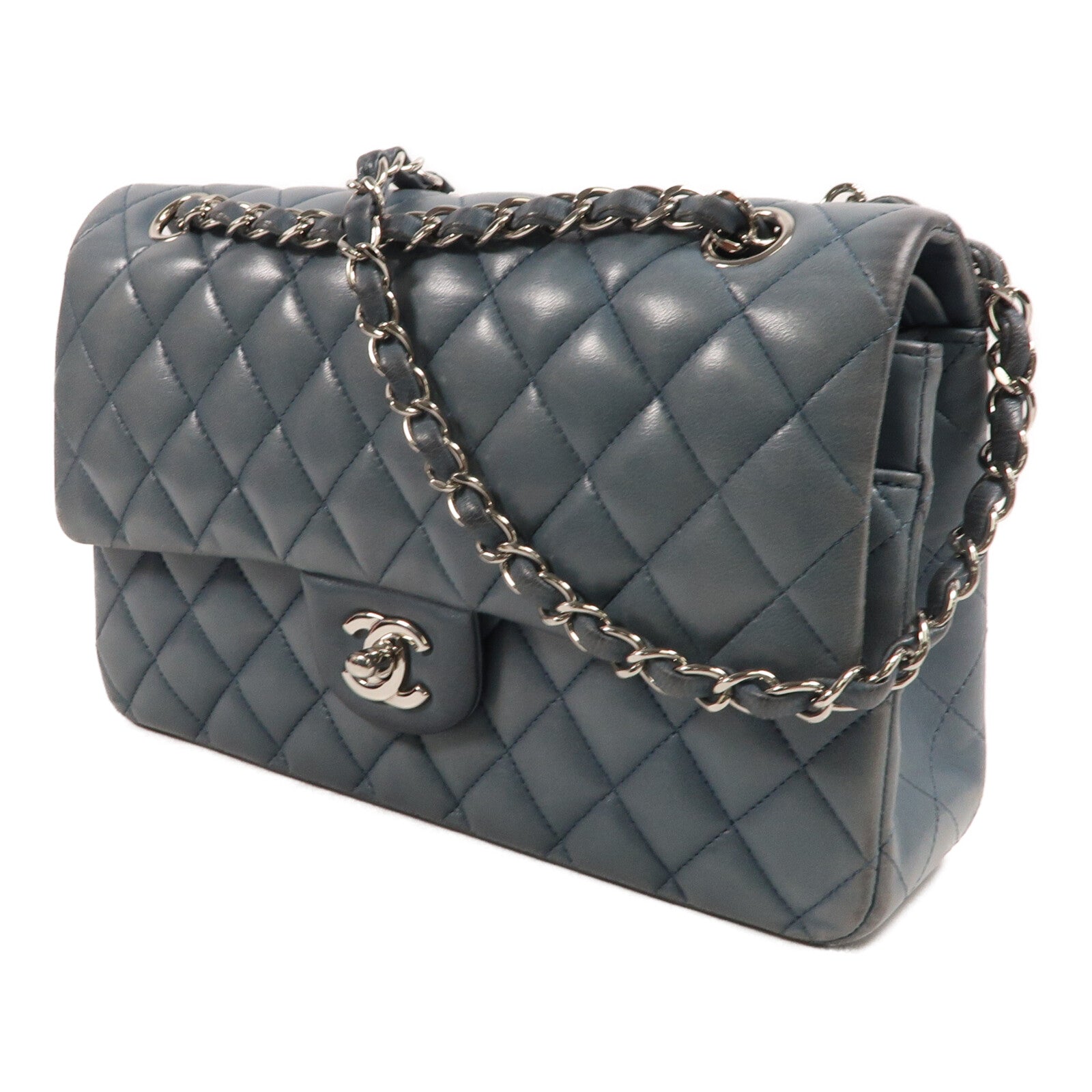 CHANEL 羊皮皮革Classic 25銀扣鏈帶肩背袋