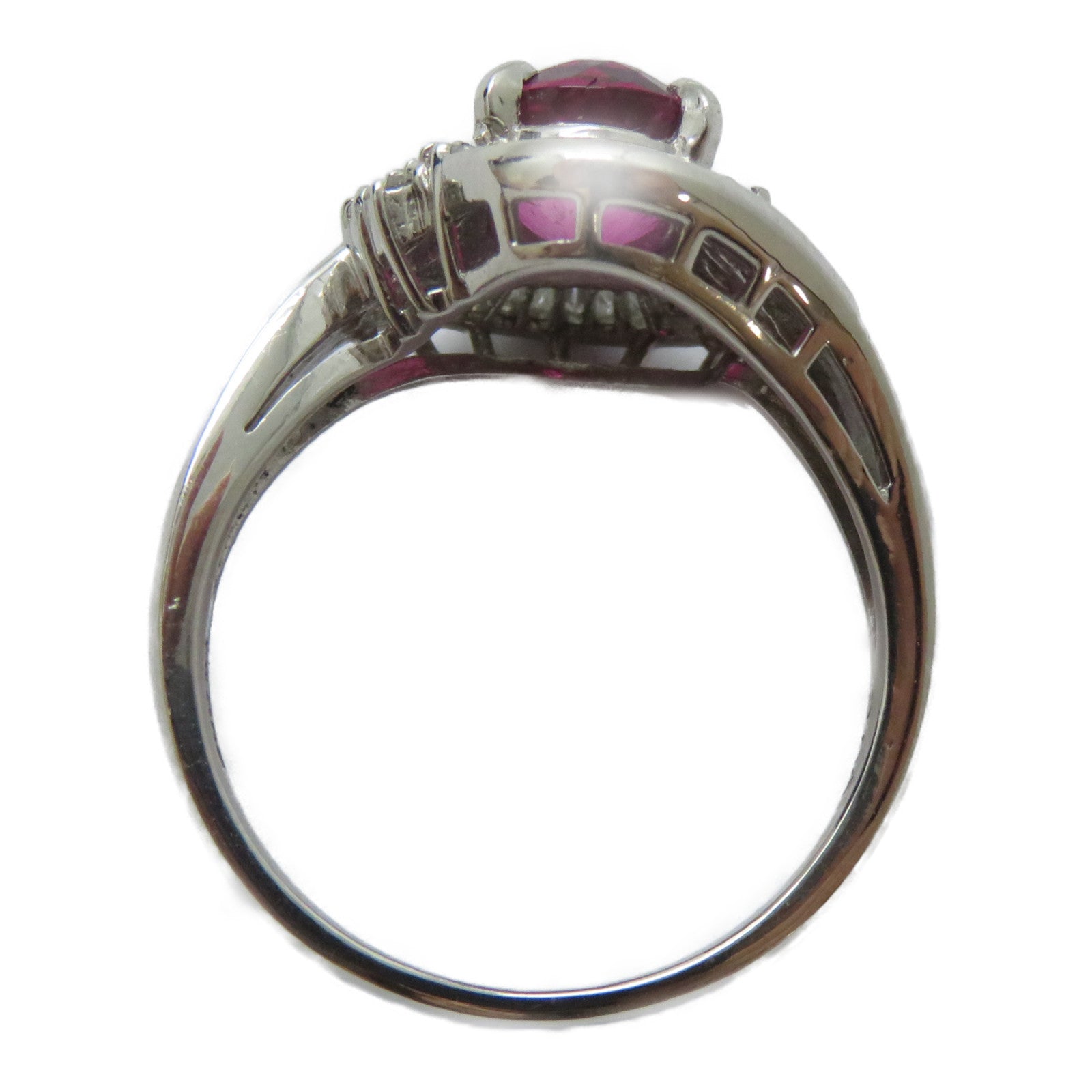 JEWELRY PT900鉑金Rubellite Ring 2.00ct紅碧璽/0.68ct鑽石戒指US#7.5