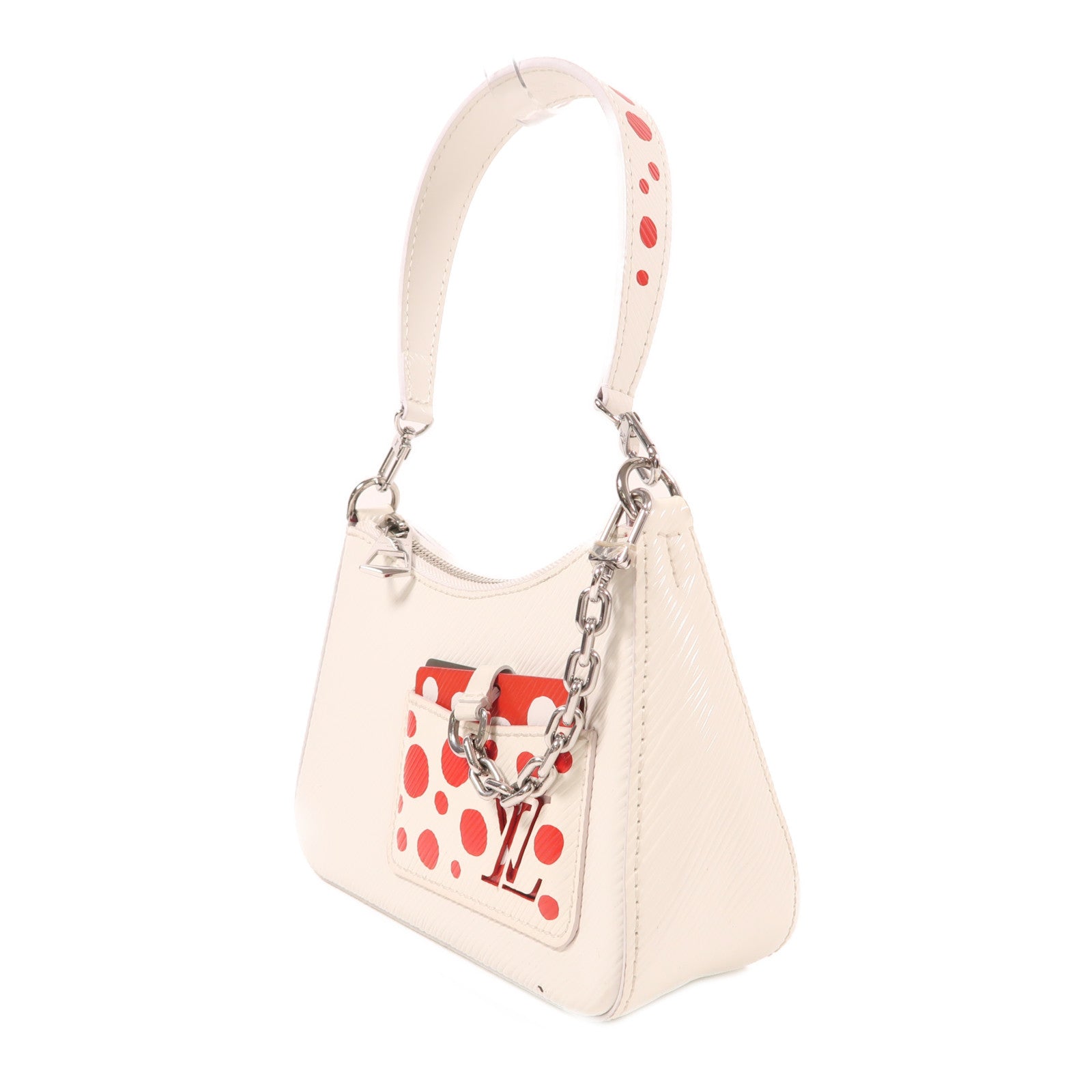 LOUIS VUITTON Epi LV x YK Marellini銀扣手挽肩背兩用袋白色/紅色