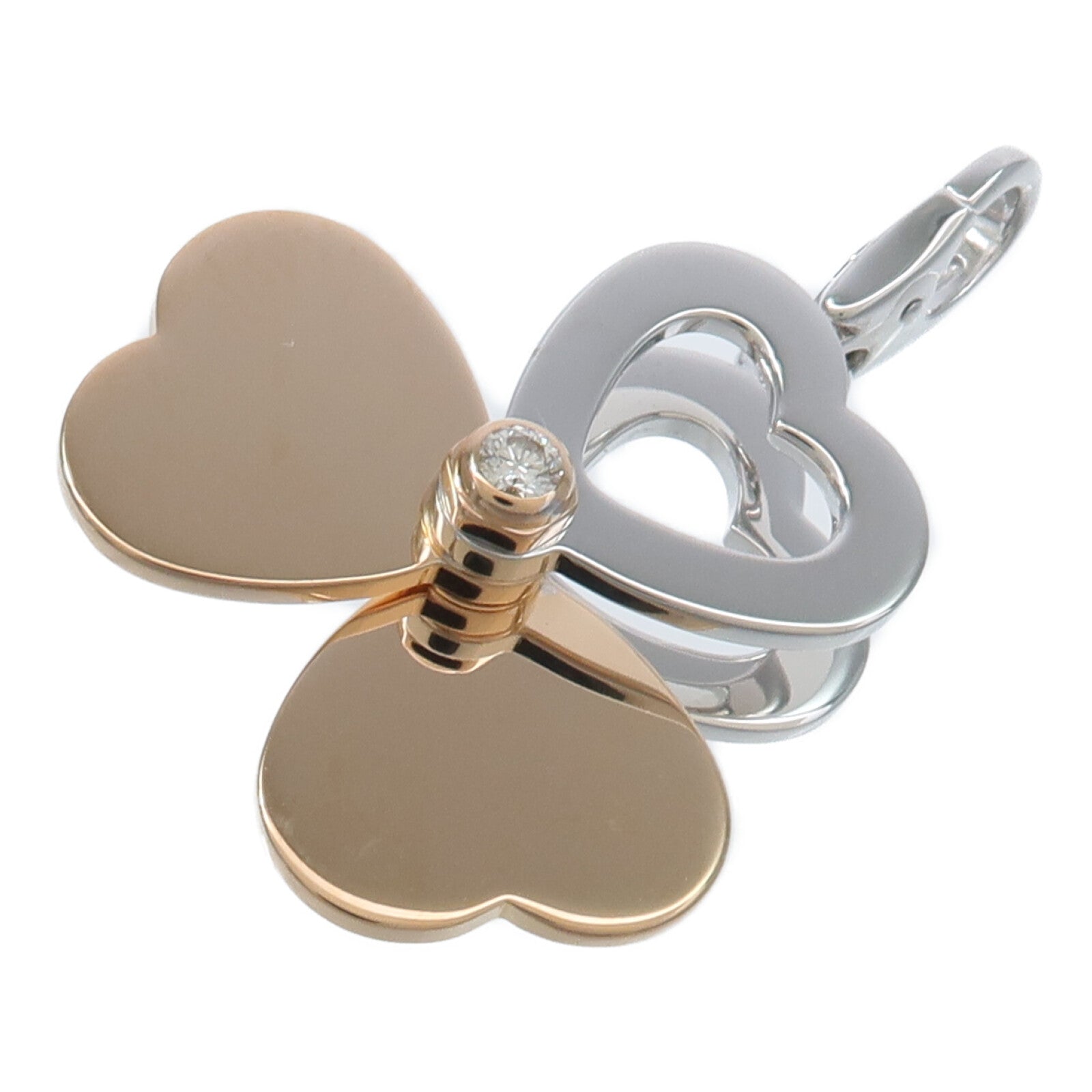 CARTIER 18K玫瑰金/白金Four Leaf Clover Pendant Top鑽石吊墜