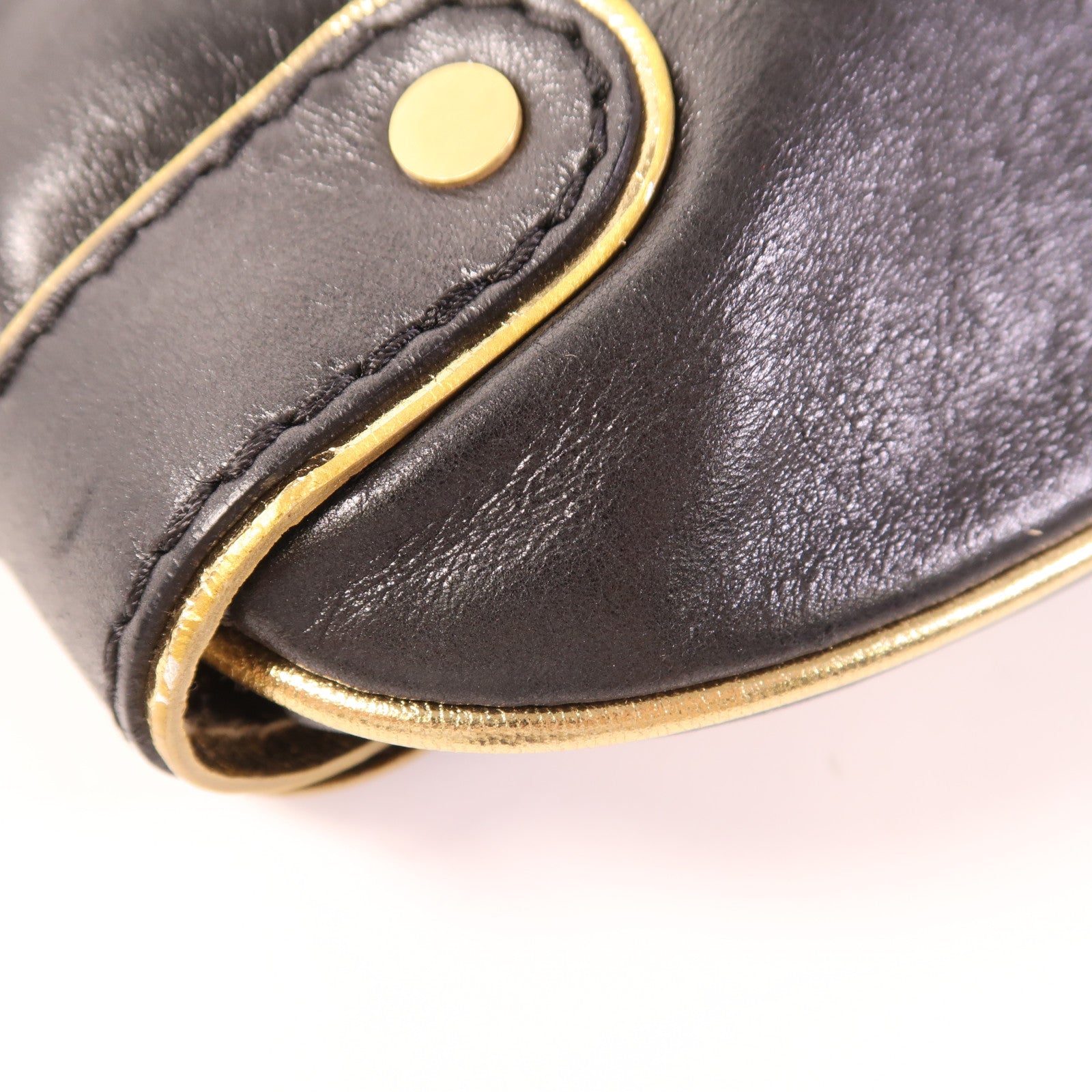 JIMMY CHOO GHW Clutch Chain Shoulder Bag Calfskin Leather Black