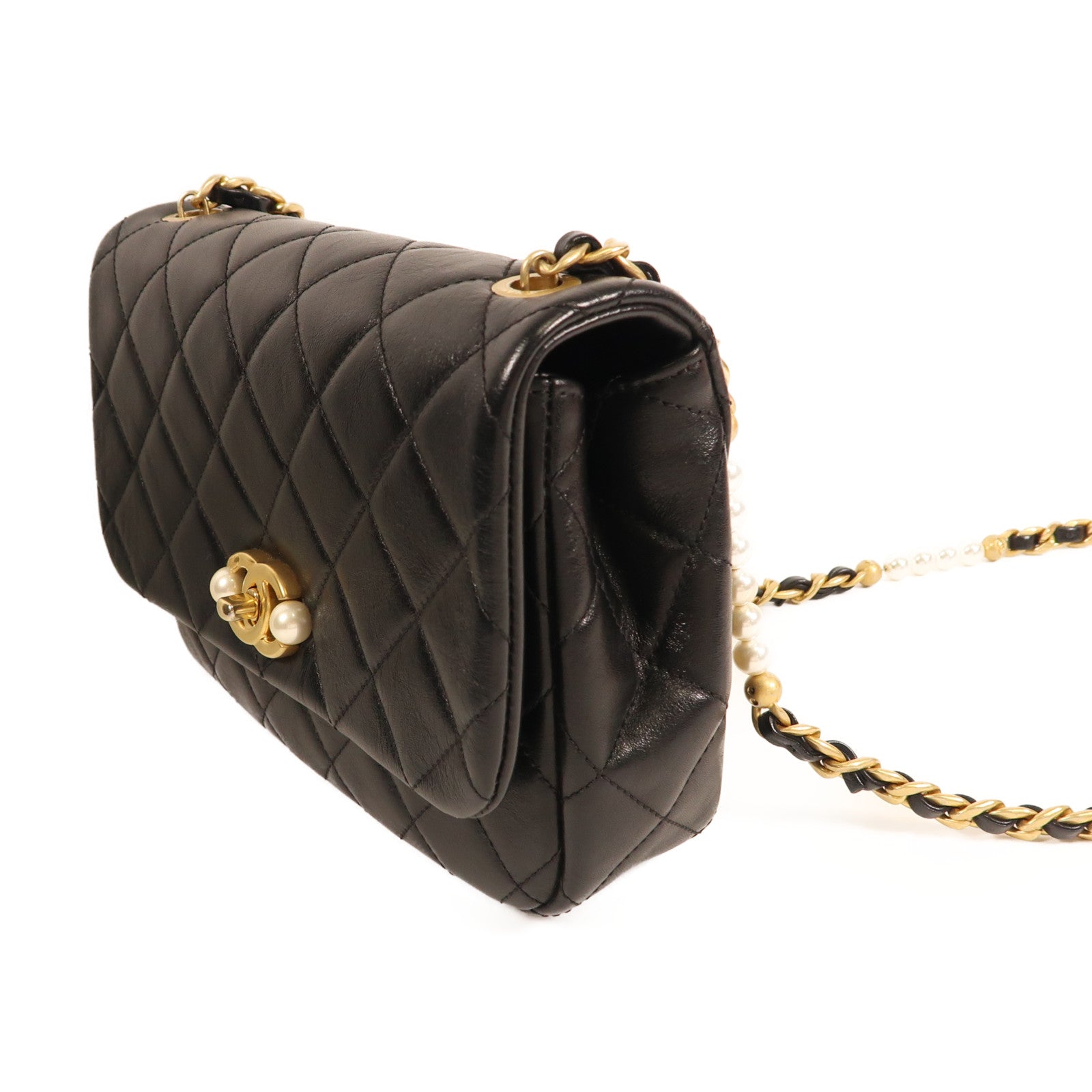 CHANEL 牛皮皮革Chain Shoulder金扣鏈帶肩背袋