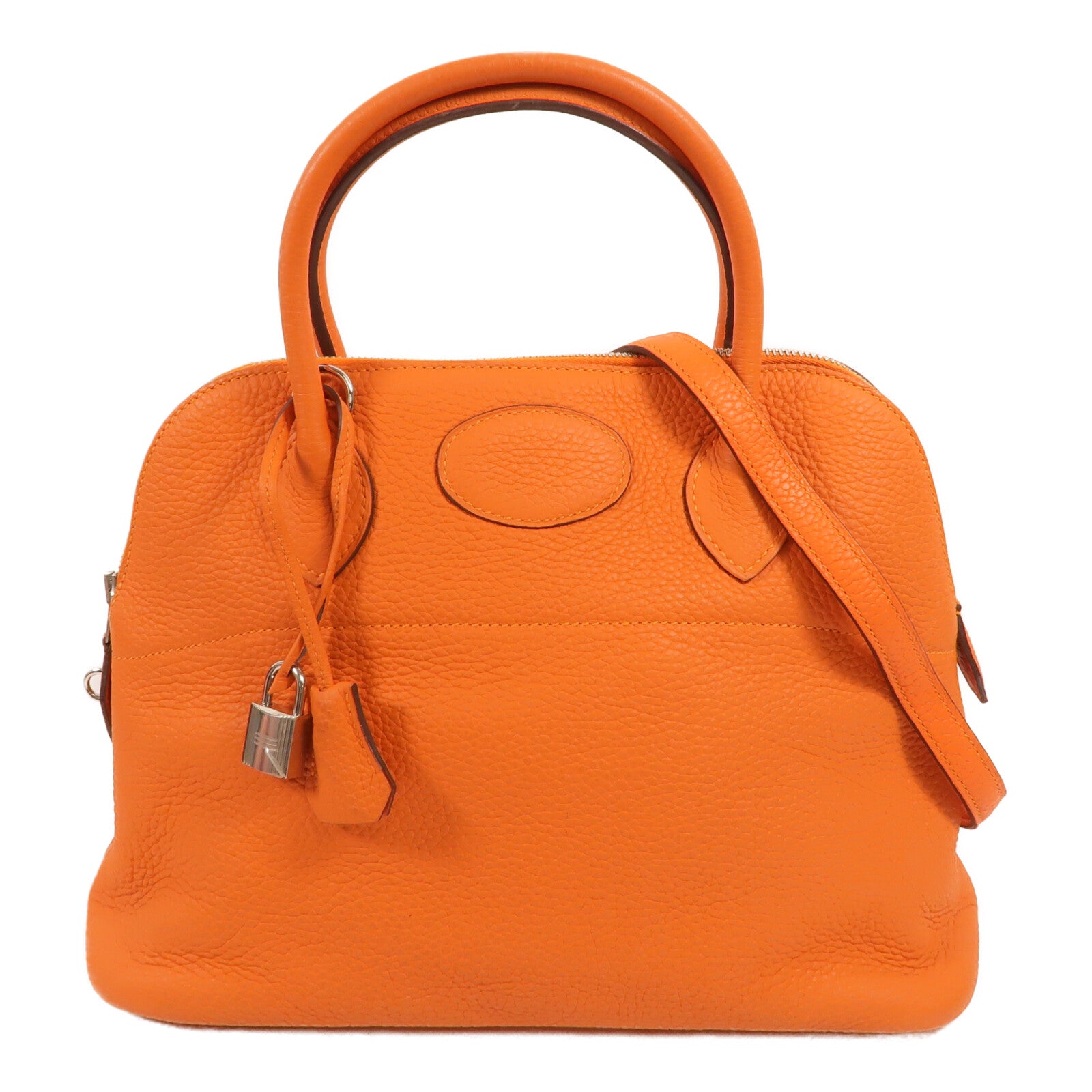 HERMES Clemence皮革Bolide 31手挽袋Orange