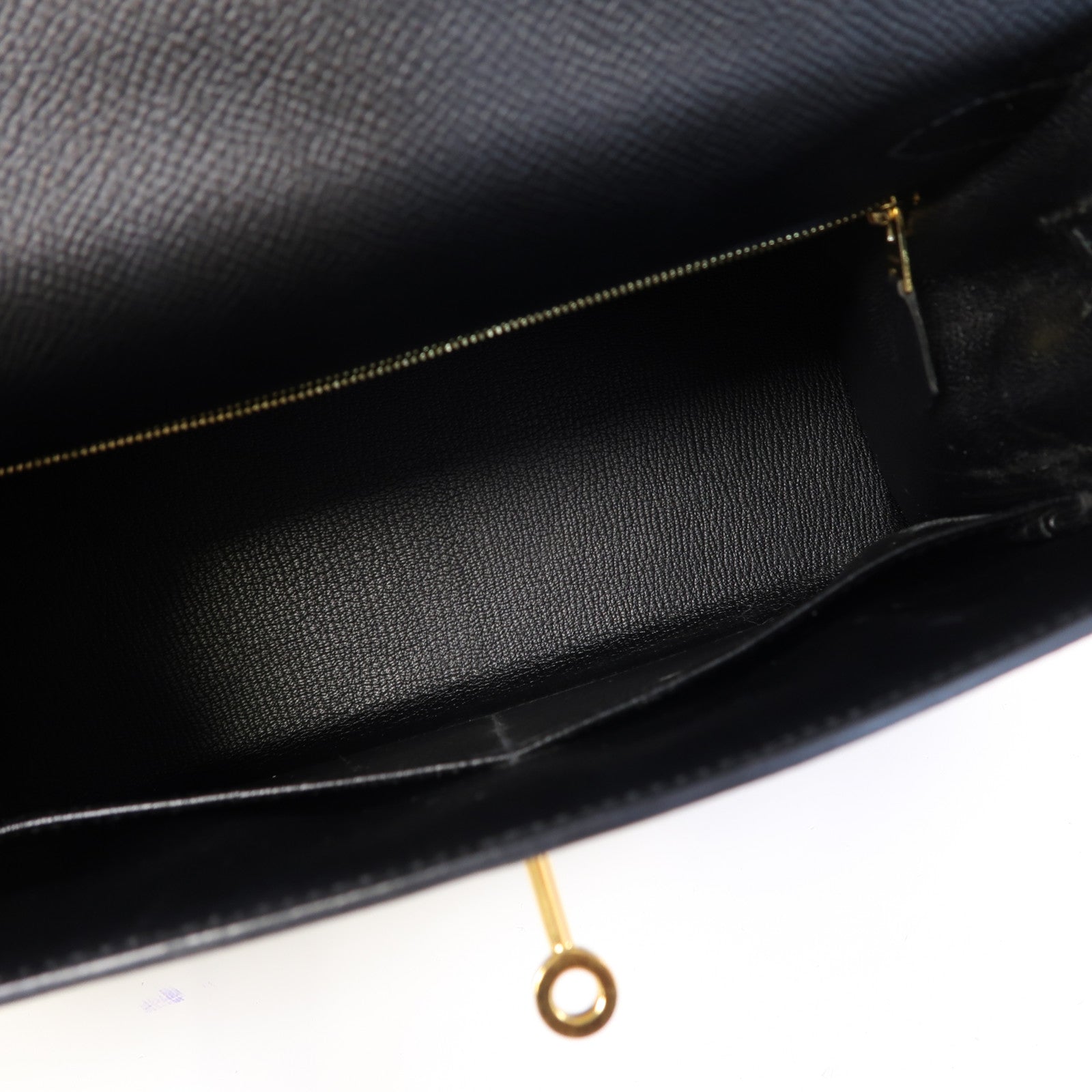 HERMES Epsom皮革Kelly 28金扣手挽肩背兩用袋Noir/黑色