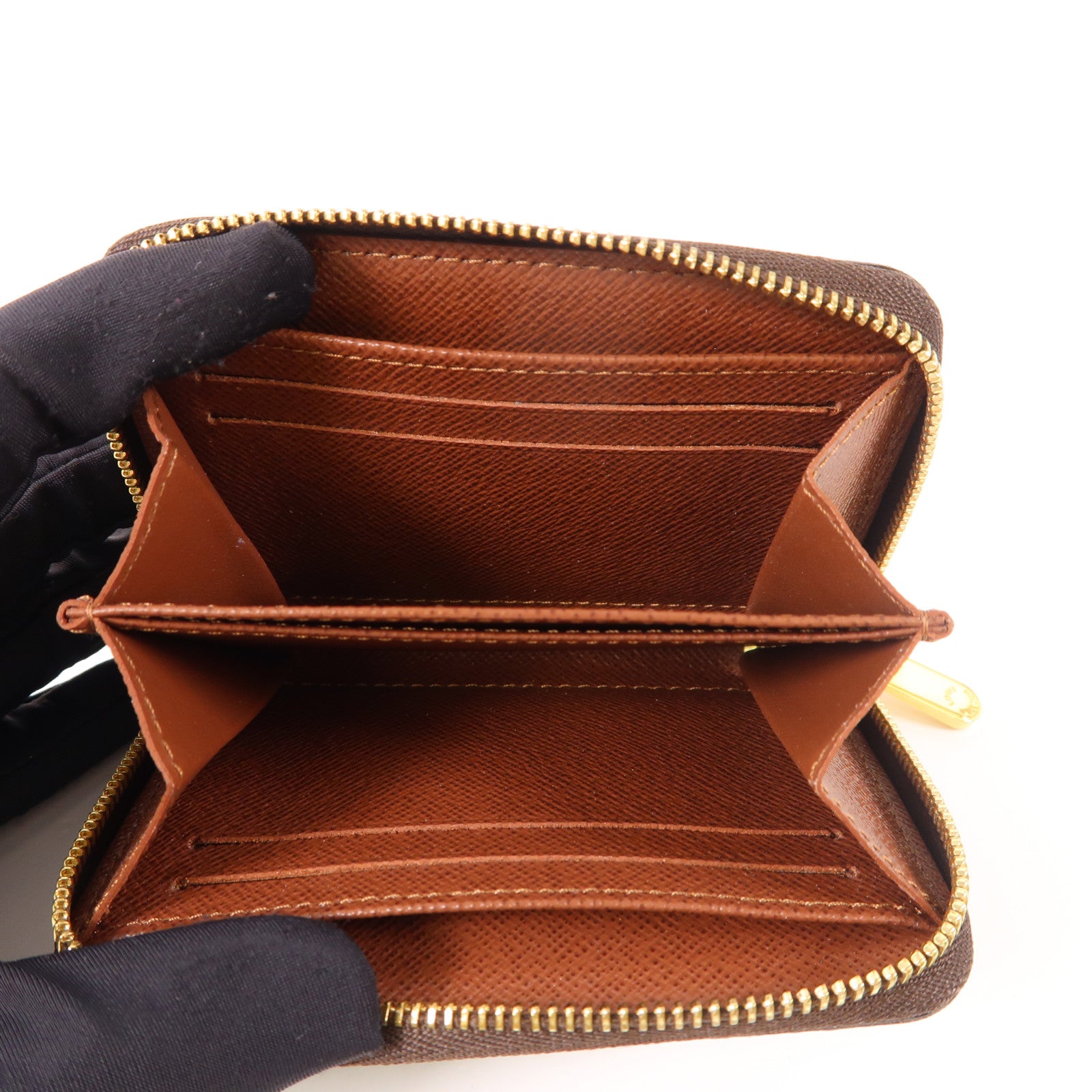 LOUIS VUITTON Monogram Zippy Coin Purse金扣零錢包棕色