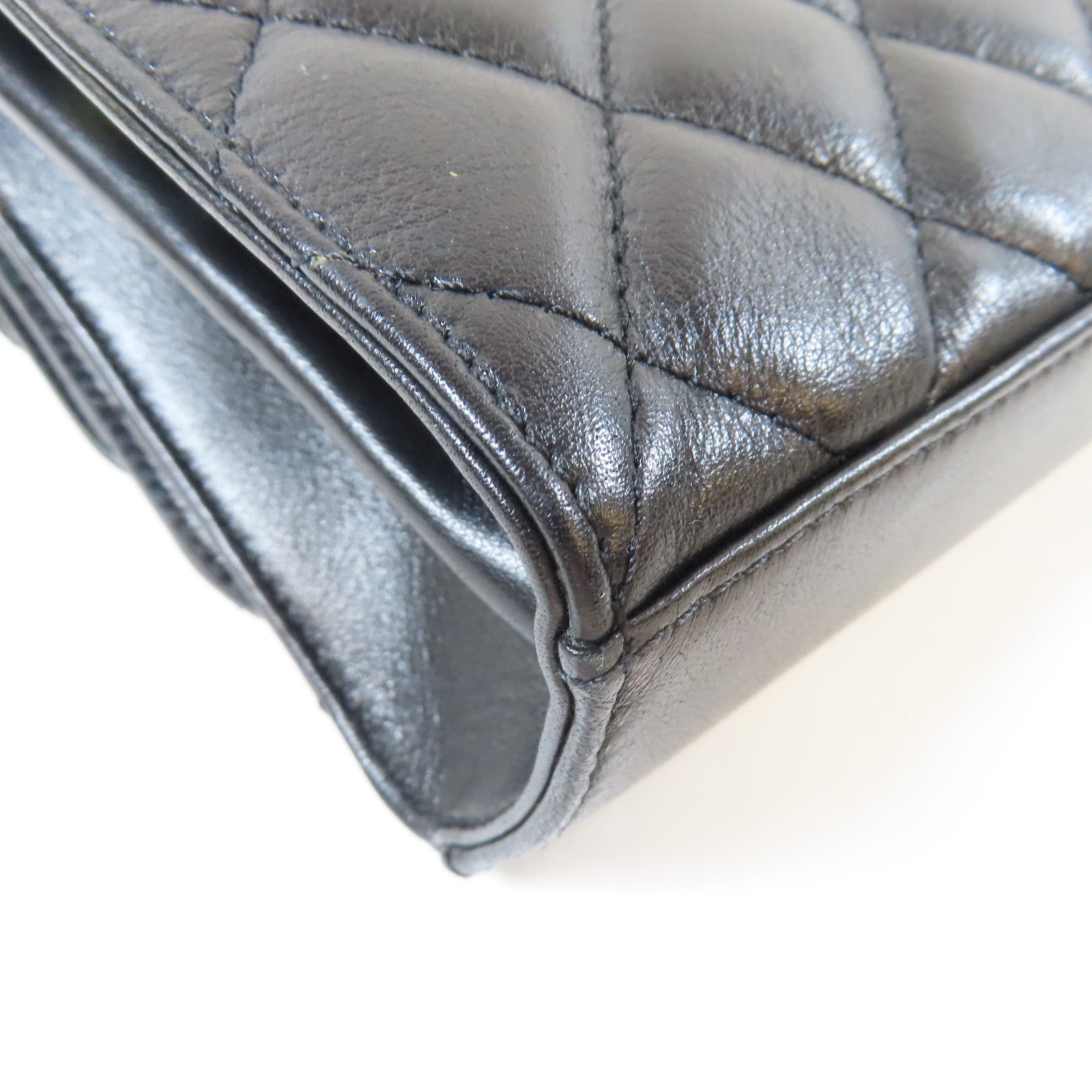 CHANEL 【激減優惠】菱格牛皮皮革Triple Flap Bag金扣鏈帶肩背袋黑色