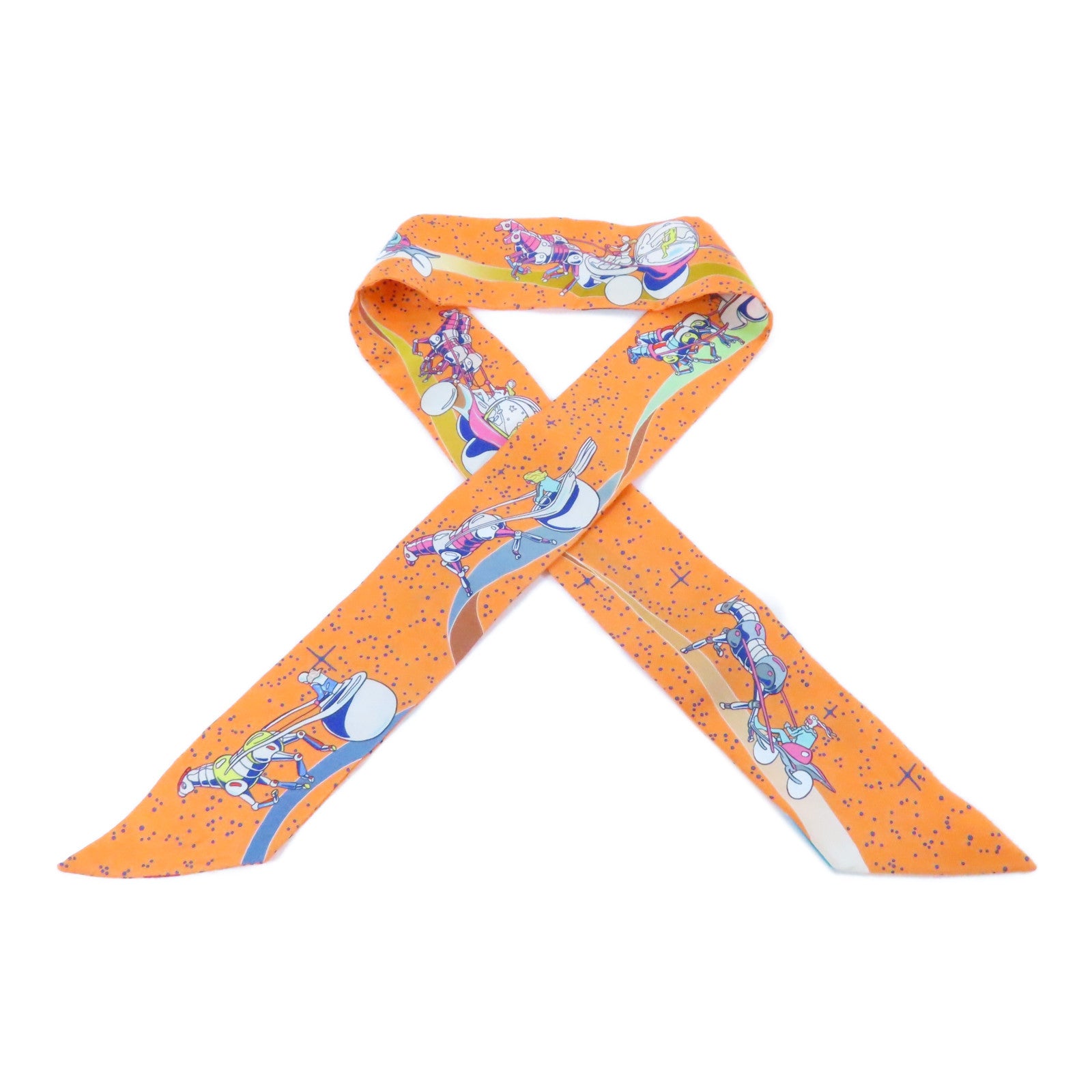 HERMES 【激減優惠】絲質Twilly Scarf絲巾橙色