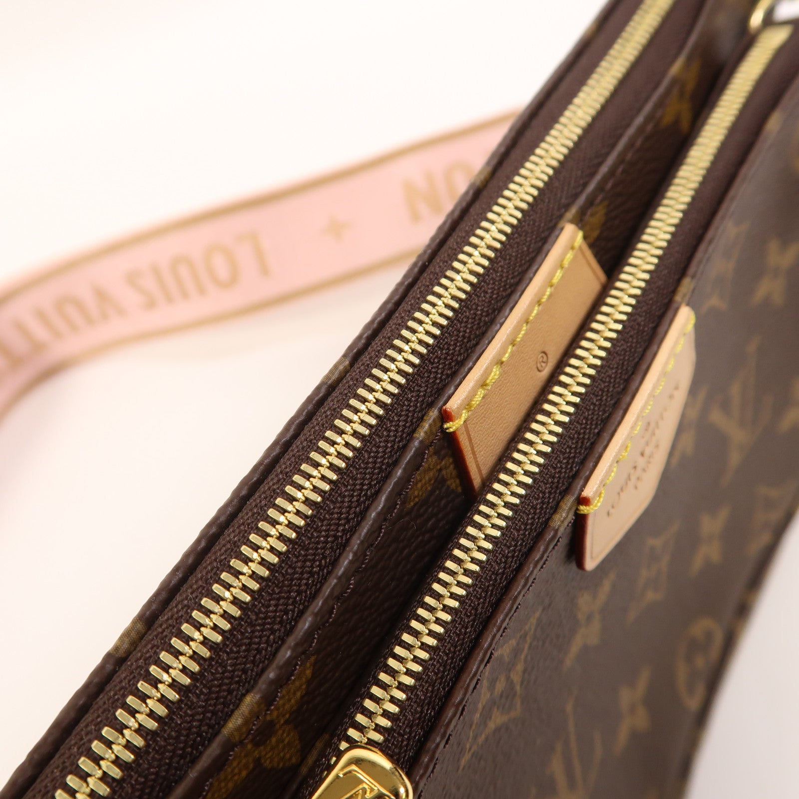 LOUIS VUITTON Monogram Multi Pochette Accessoires金扣手挽肩背兩用袋棕色