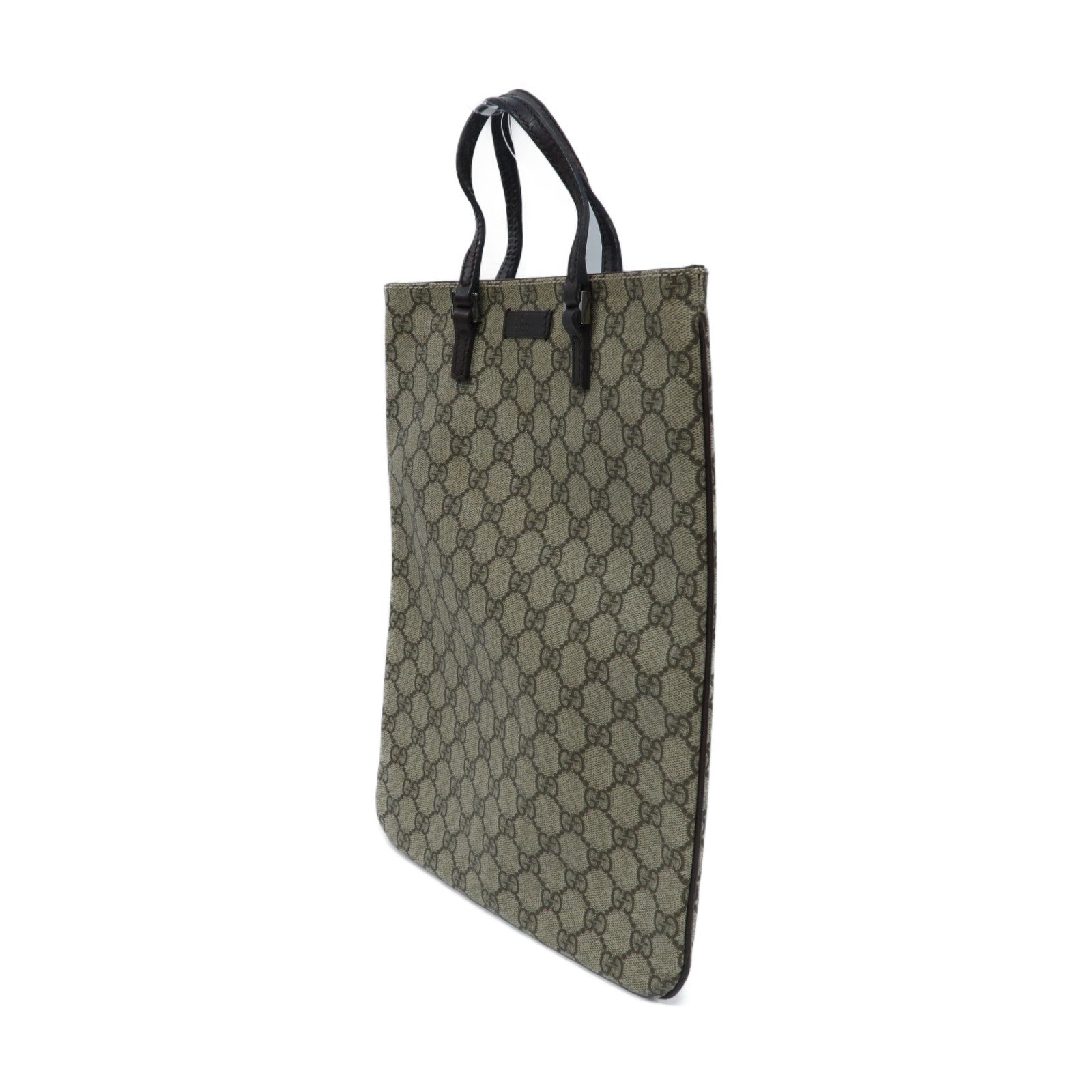 GUCCI 塗層帆布Tote Bag銀扣手挽袋啡色
