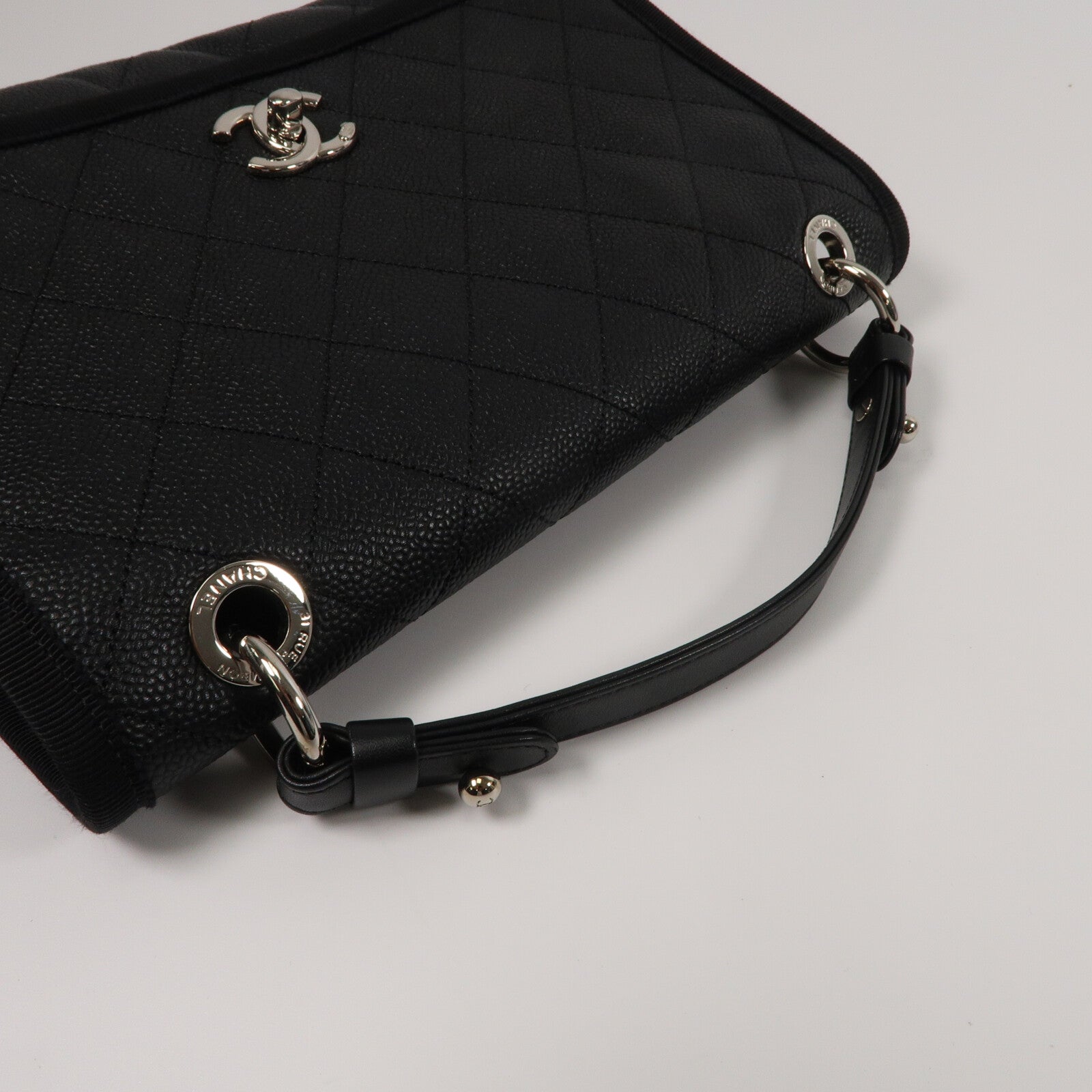 CHANEL 牛皮皮革Top Handle Flap Bag鏈帶手挽肩背兩用袋